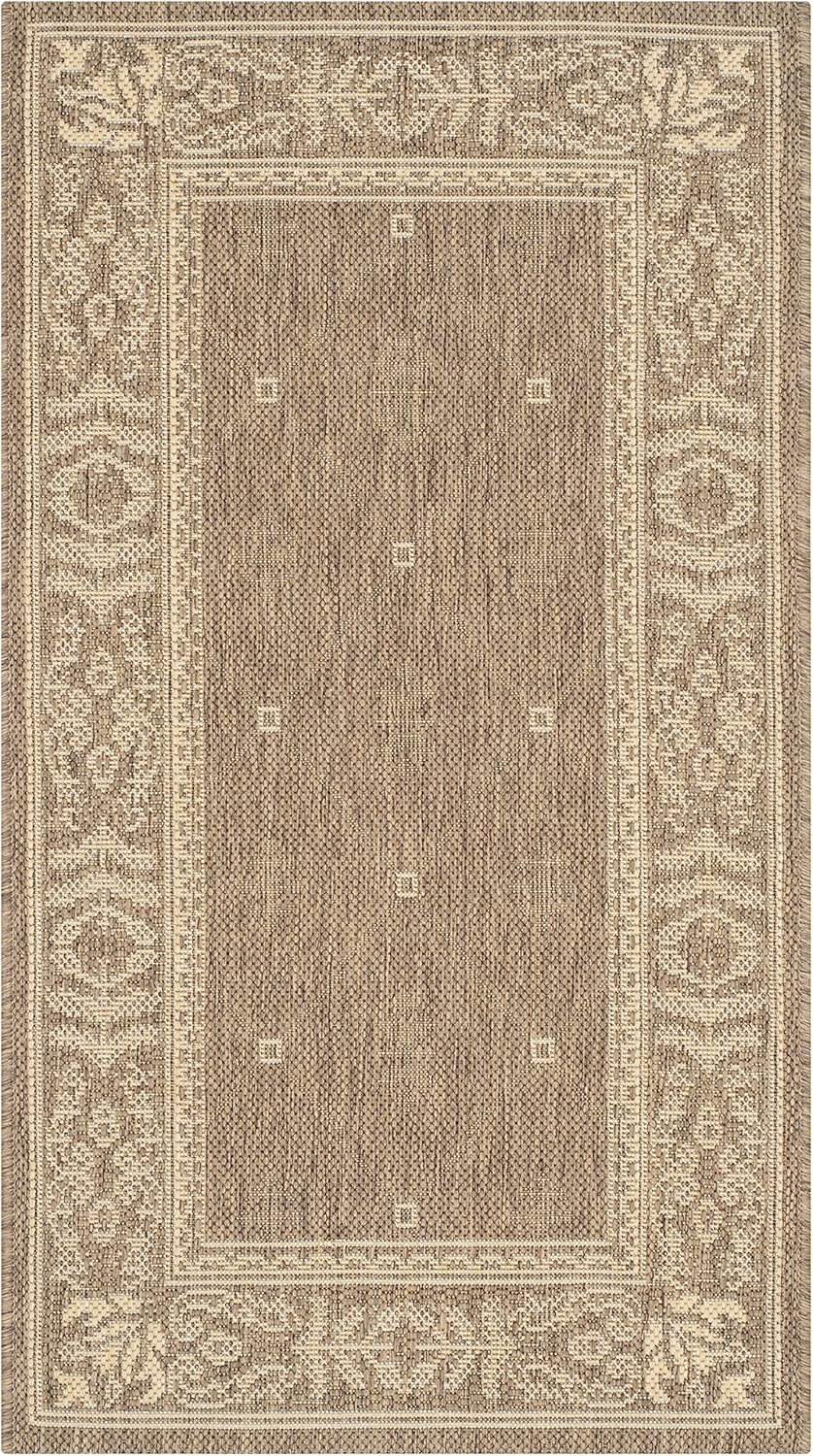 SAFAVIEH Courtyard Derek Geometric Indoor/Outdoor Area Rug, 2' x 3'7", Brown/Natural