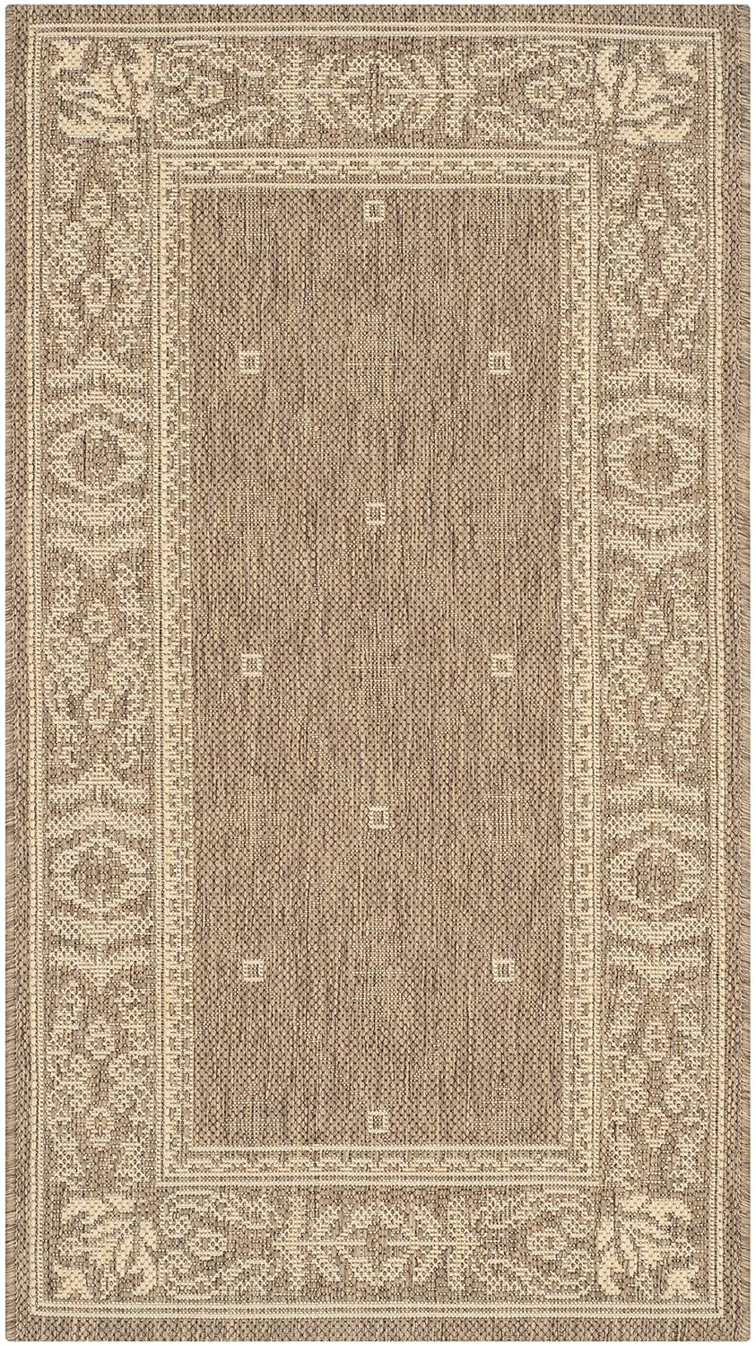 SAFAVIEH Courtyard Derek Geometric Indoor/Outdoor Area Rug, 2' x 3'7", Brown/Natural
