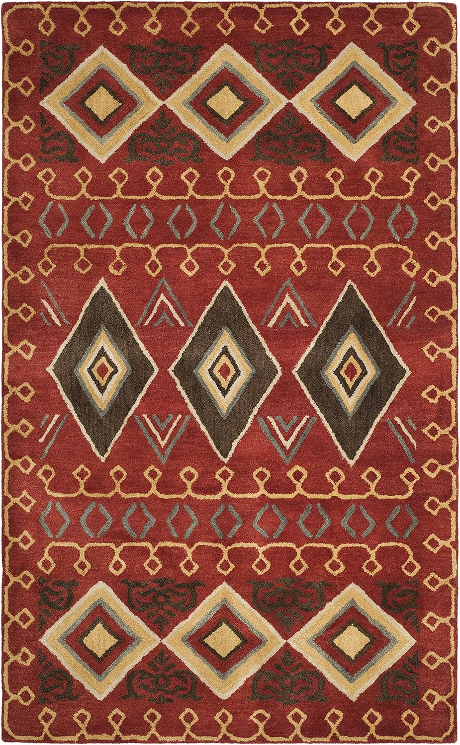 SAFAVIEH Heritage Josif Southwestern Wool Area Rug, Red/Multi, 5' x 8'
