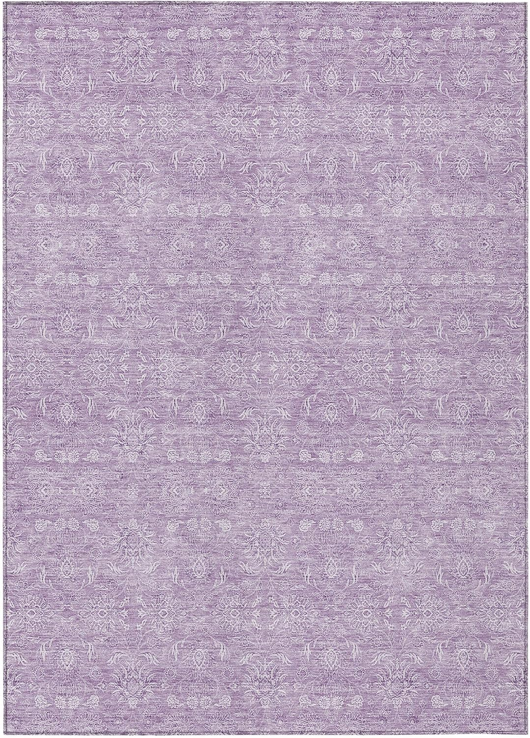 Lavender Synthetic Flat Woven Round Washable Area Rug