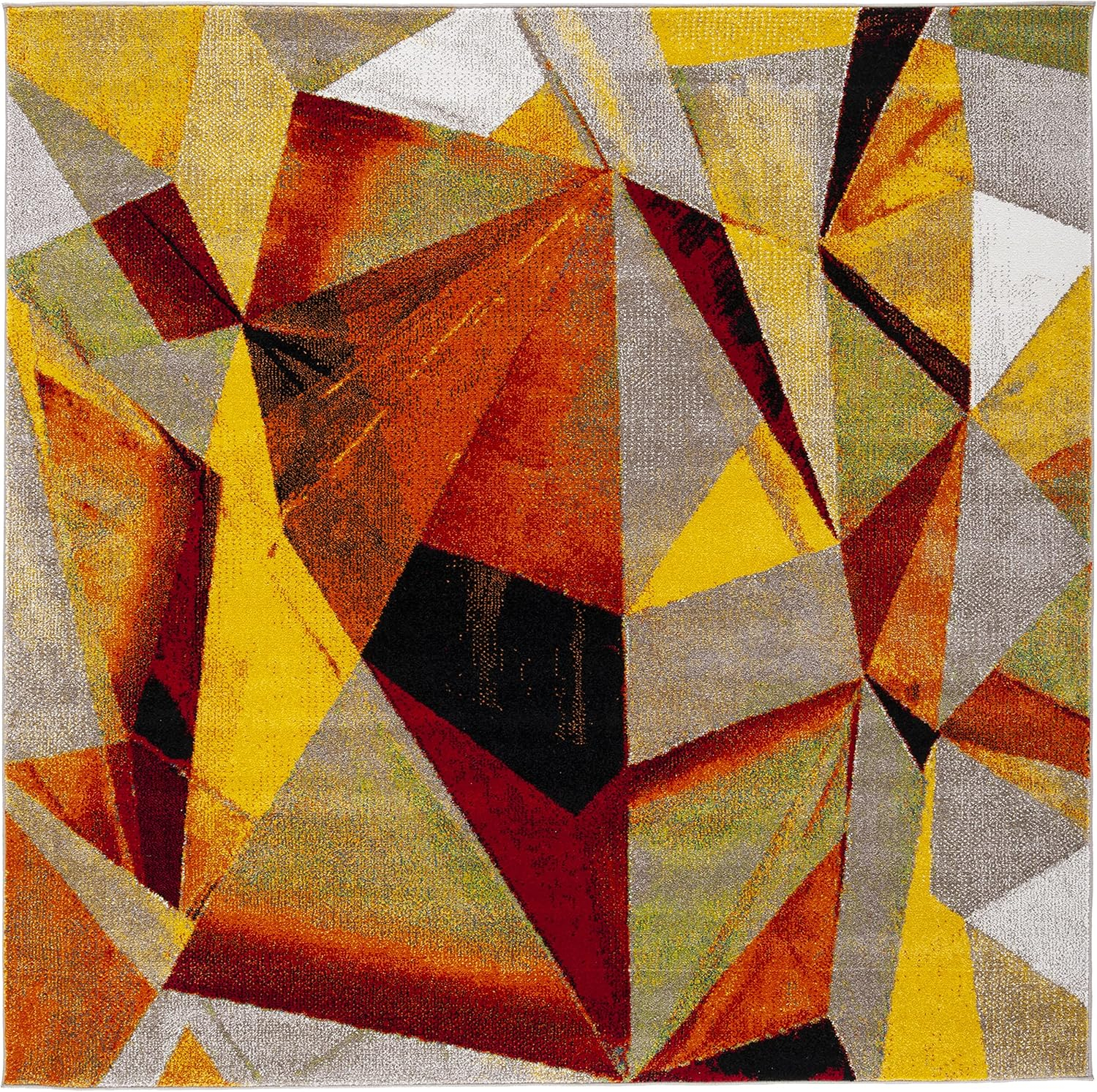 SAFAVIEH Porcello Karenza Geometric Area Rug, Orange/Red, 6'7" x 6'7" Square