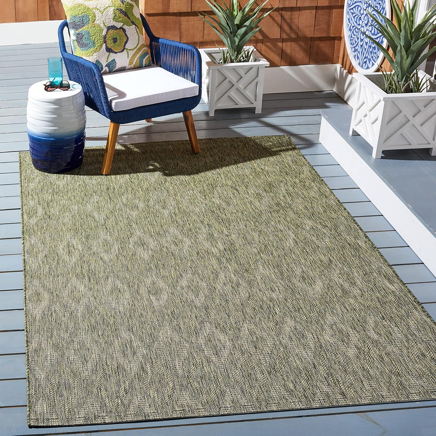 SAFAVIEH Courtyard Teodor Geometric Indoor/Outdoor Area Rug, Olive, 8' x 10'