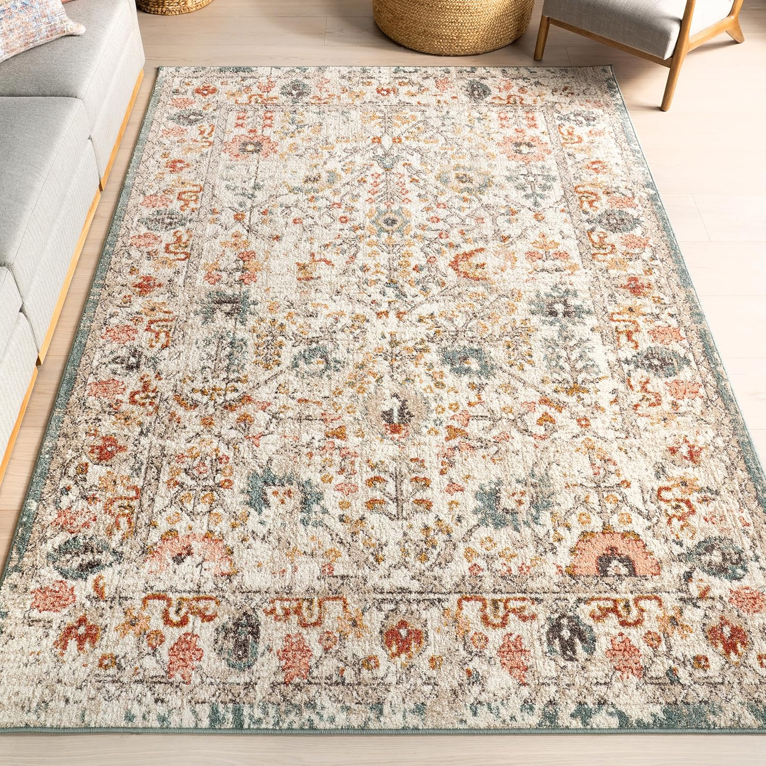 nuLOOM Lenore Vintage Floral Beige 2' 6" x 6' Transitional Runner Rug