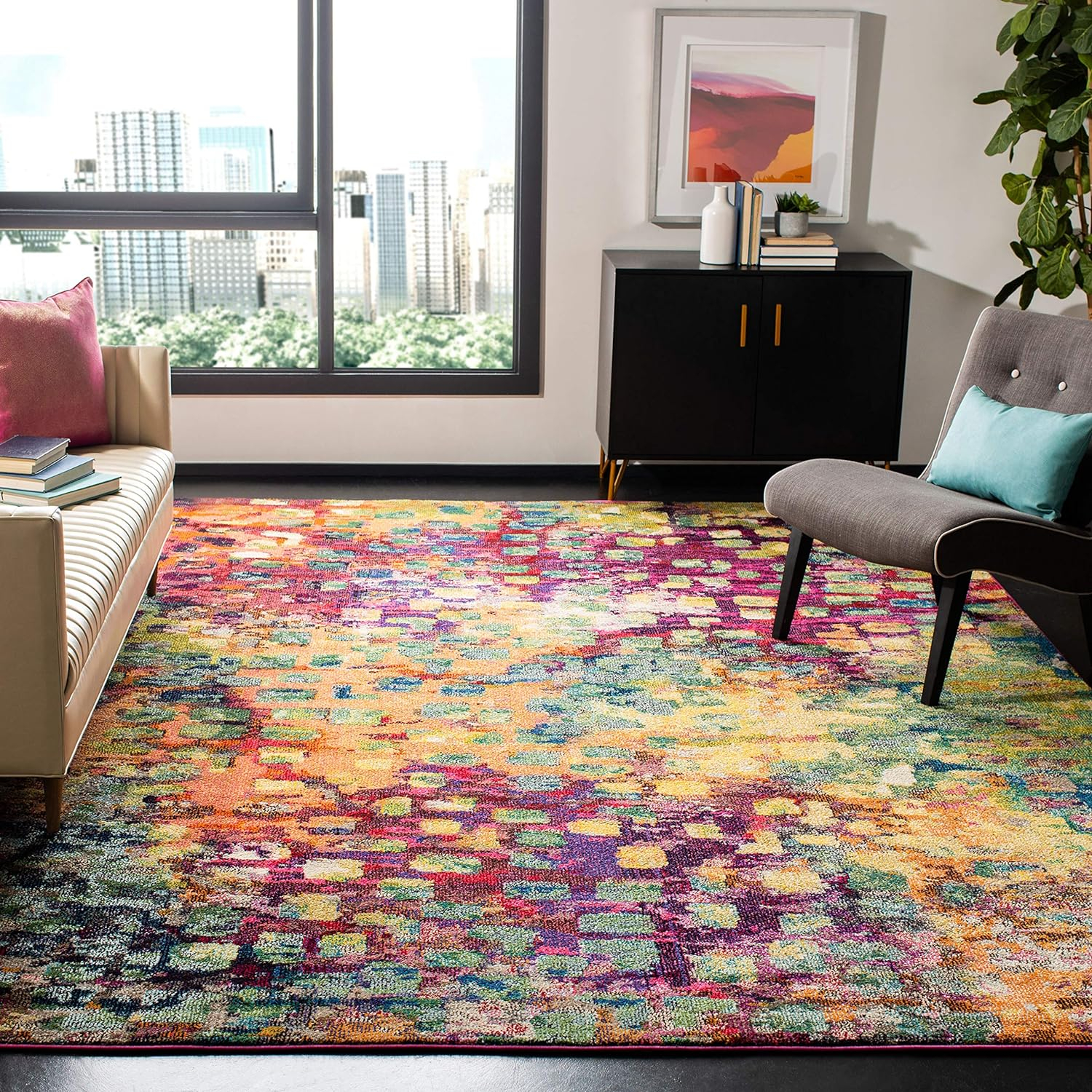 SAFAVIEH Monaco Driskoll Abstract Area Rug, Pink/Multi, 12' x 18'