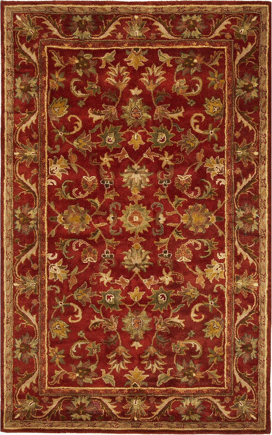 SAFAVIEH Antiquity Carmella Floral Bordered Wool Area Rug, Red, 9' x 12'