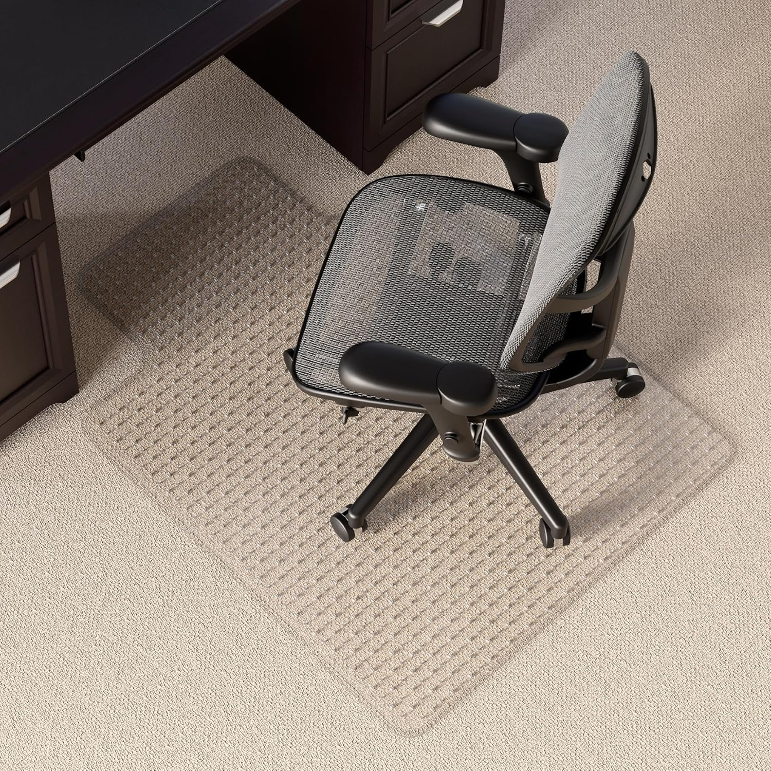 Realspace™ Heavy Duty Chair Mat for Carpet with Lip, Ramped Edge, 36" x 48", Clear