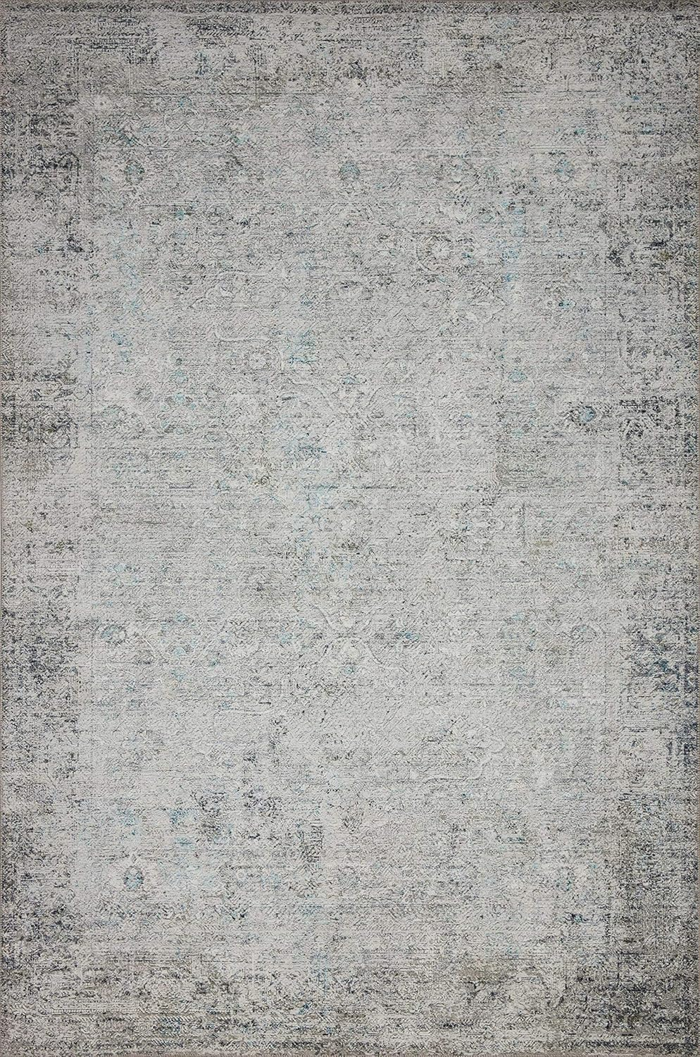 Loloi II Drift DRI-02 Ivory / Granite Abstract Area Rug 18" x 18" Sample