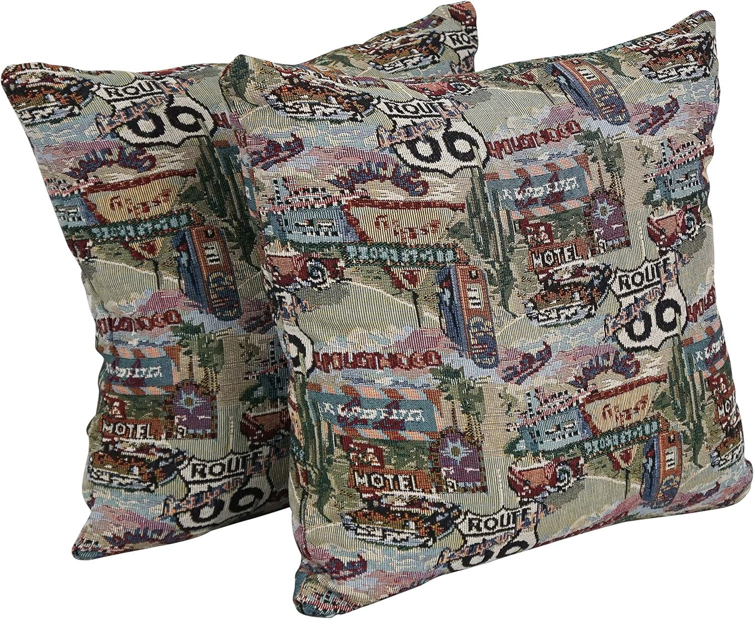 Route 66 Tapestry Throw Pillows Set of 2