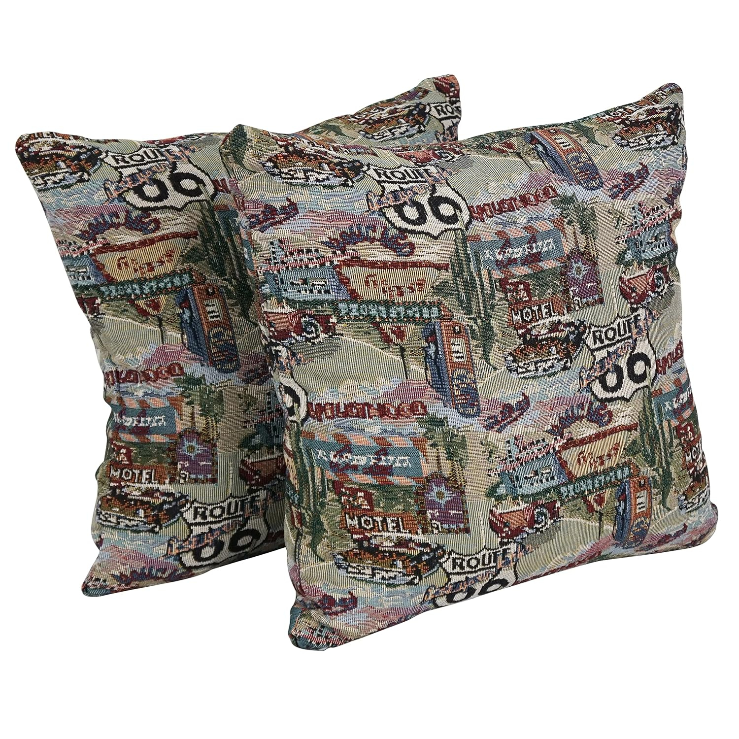 Route 66 Tapestry Throw Pillows Set of 2