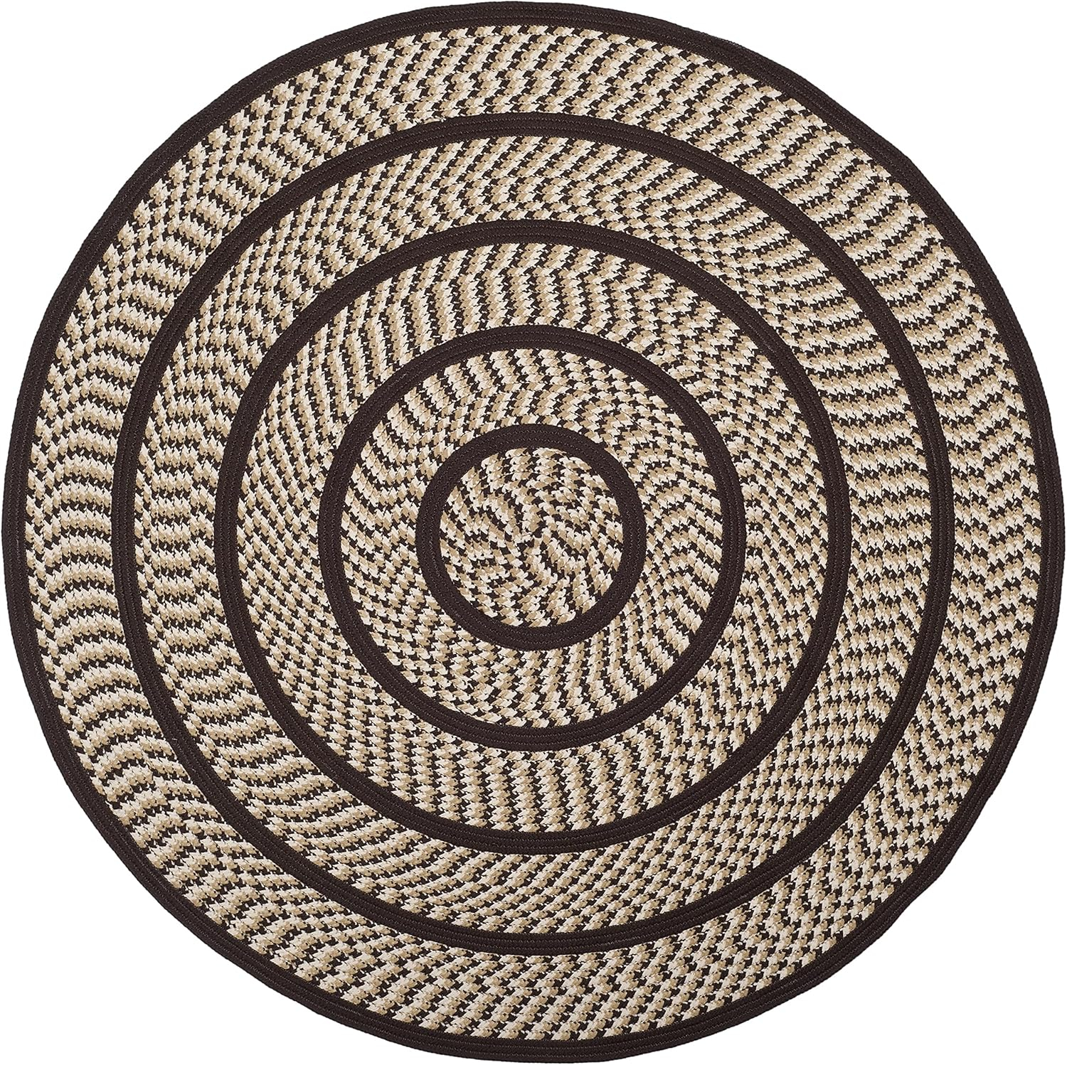 SAFAVIEH Braided Tanisha Color Bordered Area Rug, Ivory/Dark Brown, 6' x 6' Round