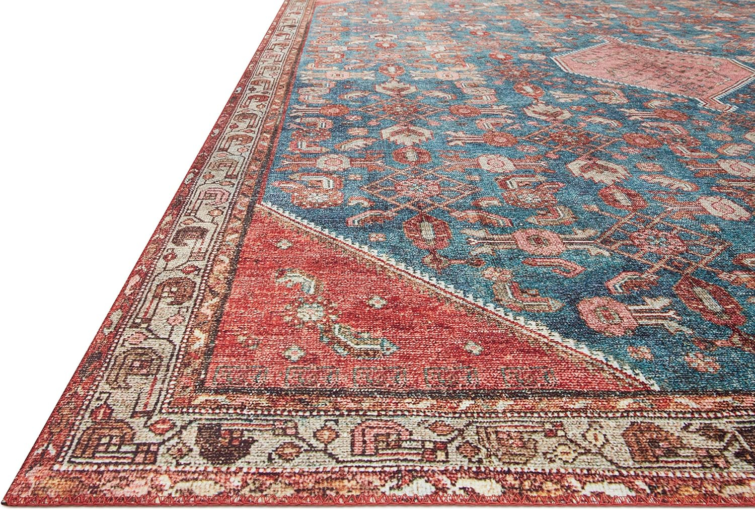 Loloi II Layla LAY-10 Printed Marine / Clay Oriental Area Rug 2'-6" x 7'-6"