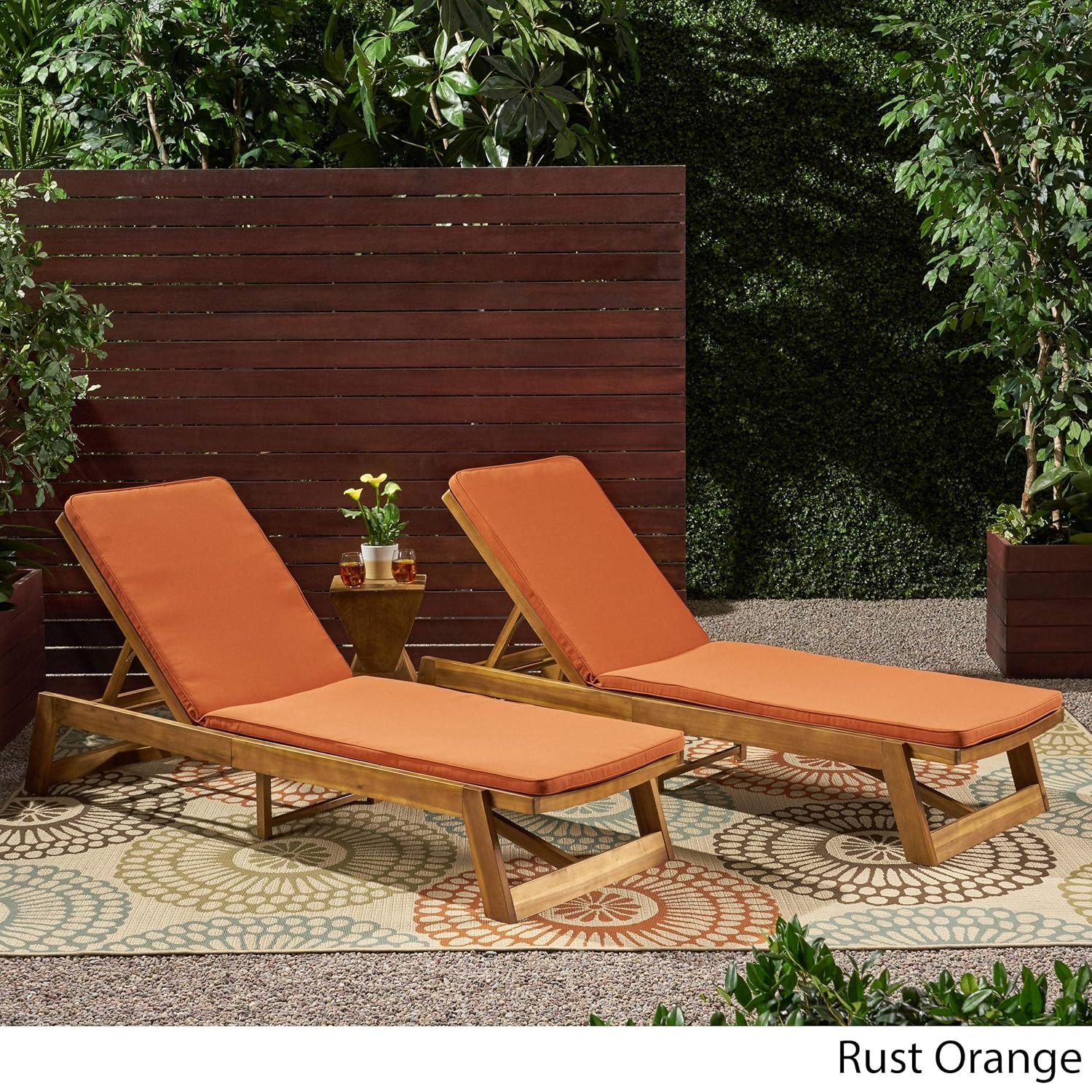 Maddison Outdoor Fabric Chaise Lounge Cushion, Set of 2, Rust Orange
