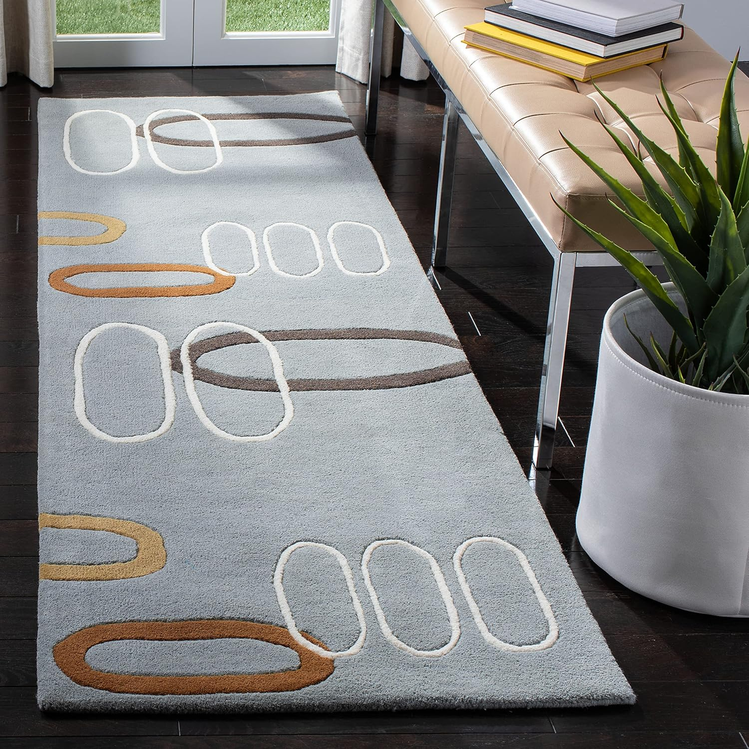 SAFAVIEH Soho Christy Abstract Wool Runner Rug, Blue/Multi, 2'6" x 8'