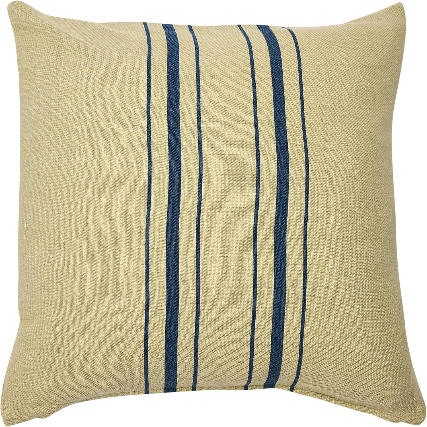 Natural Cotton Square Pillow Cover with Navy Stripes, 20" x 20"