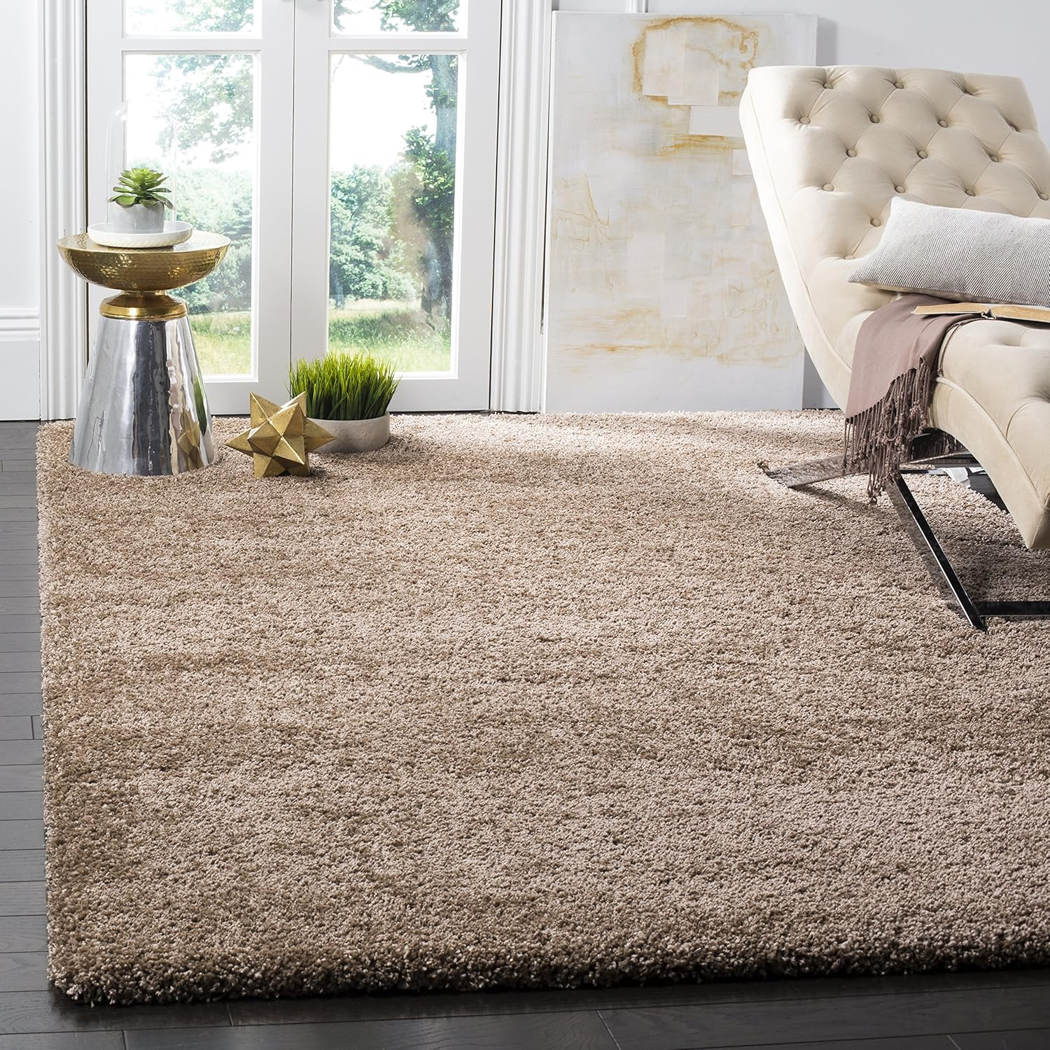 SAFAVIEH Milan Harlow Solid Plush Shag Area Rug, Aqua Blue, 10' x 10' Square