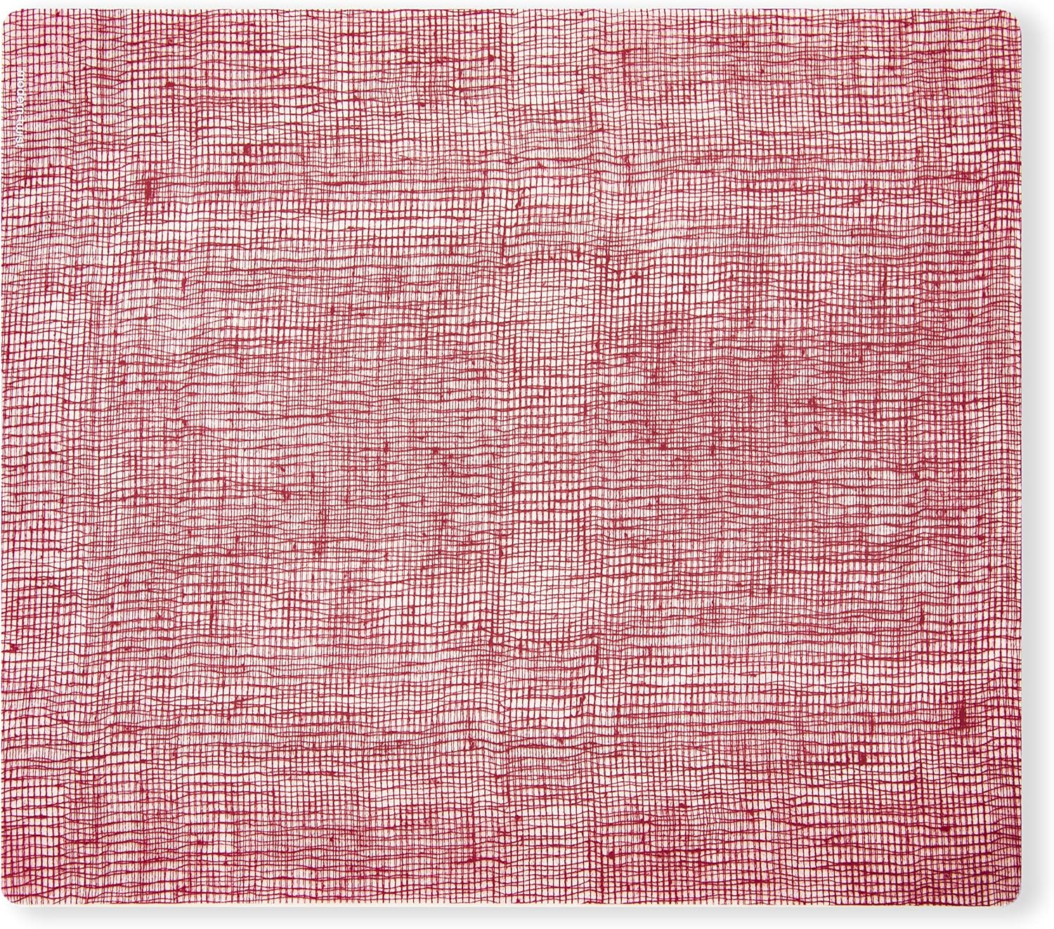 modern-twist 14 x 16 Silicone Placemat, BPA, PVC-Free Table Mat, Dishwasher Safe, Linen Print in Cranberry, Pack of 1
