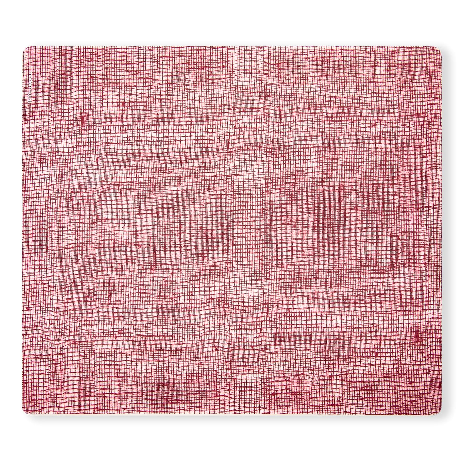 modern-twist 14 x 16 Silicone Placemat, BPA, PVC-Free Table Mat, Dishwasher Safe, Linen Print in Cranberry, Pack of 1