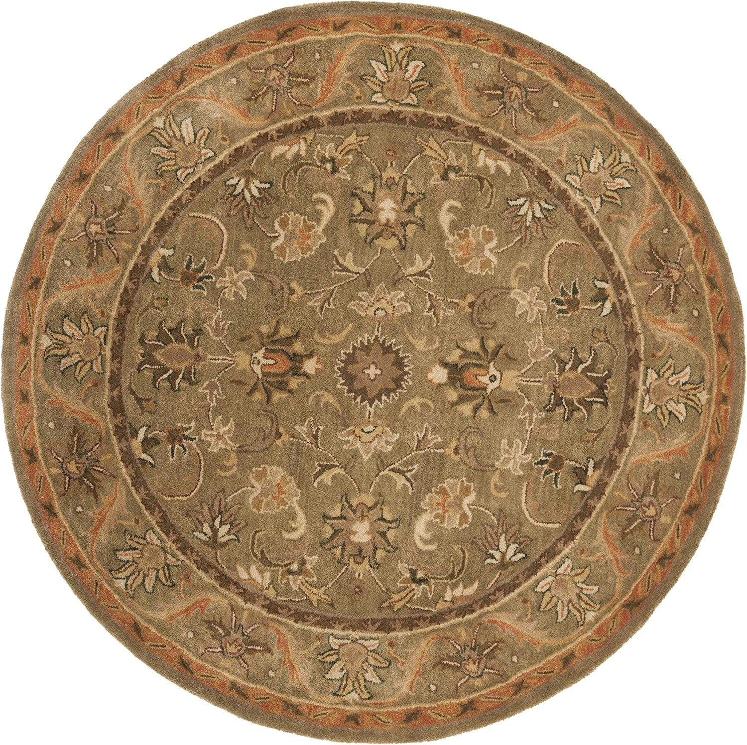SAFAVIEH Antiquity Carmella Oriental Wool Area Rug, Olive/Gold, 6' x 6' Round
