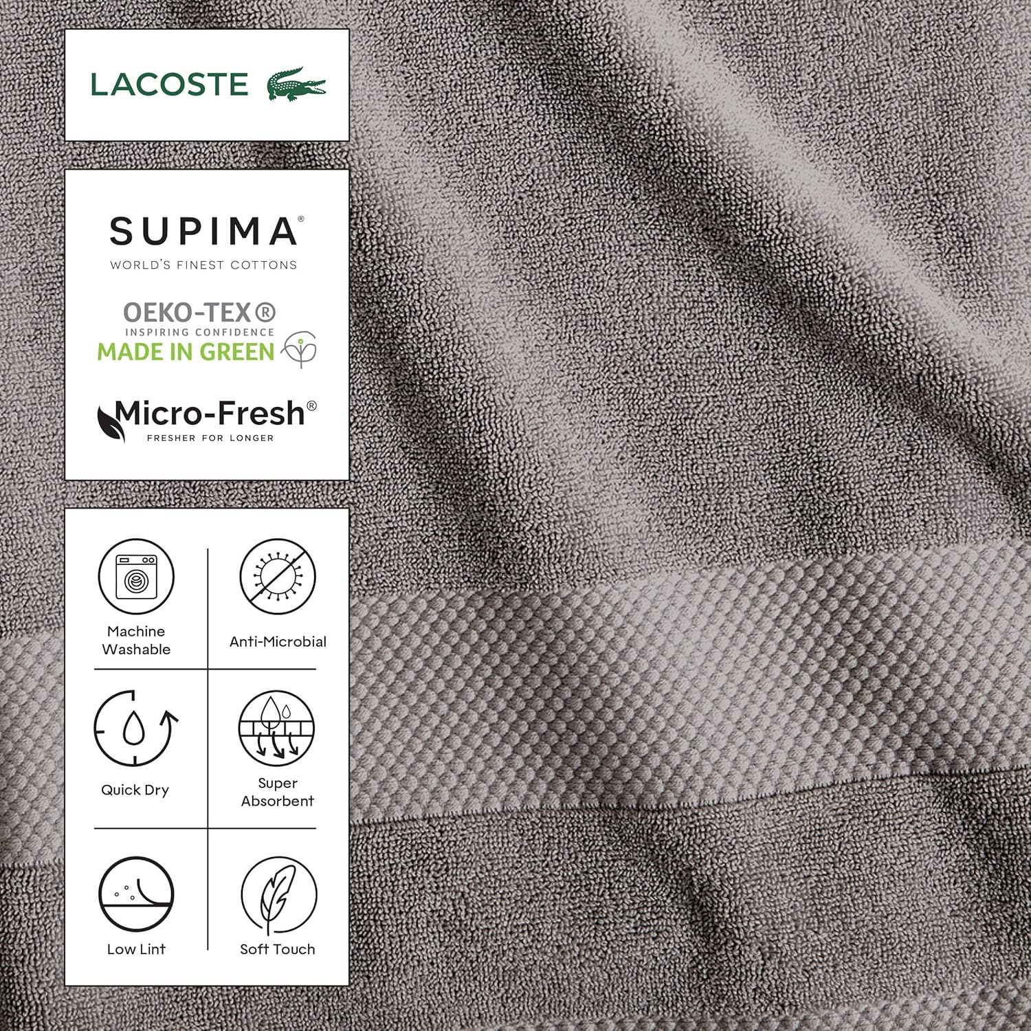 Lacoste Lacoste Heritage 100% Supima Cotton Bath Mat