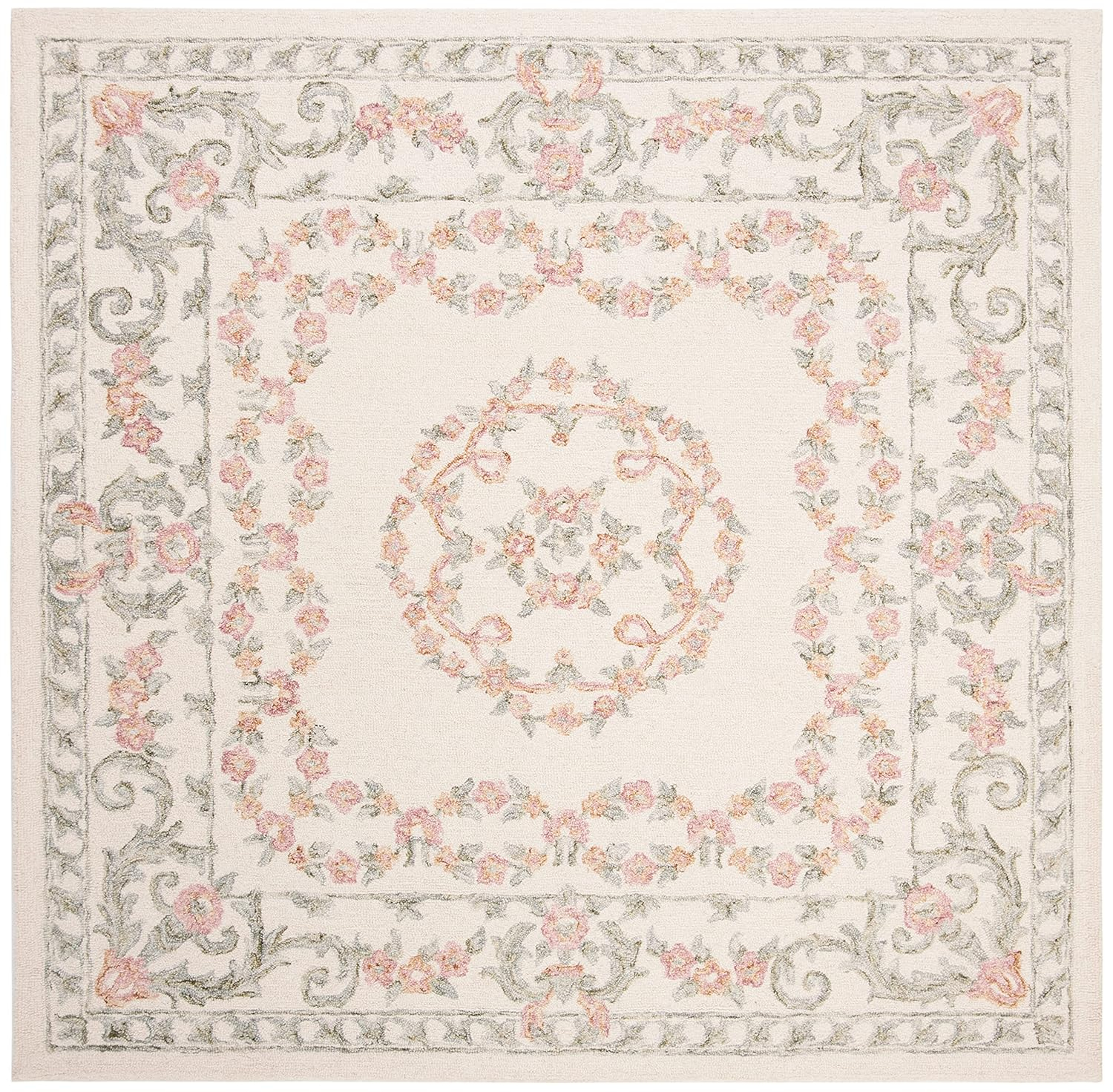 Ivory Wool Handmade Tufted Square Rug, 48" x 48"