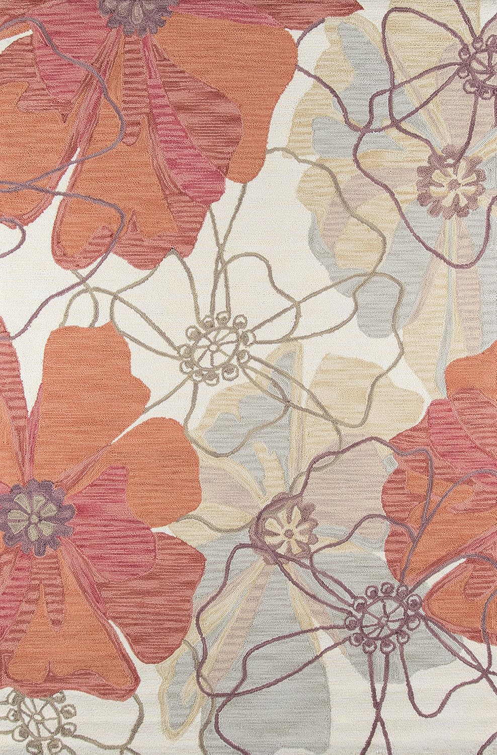 Momeni Floral Flowers Farmhouse Area Rugs, Beige/Red/Yellow, 42.0" x 66.0"