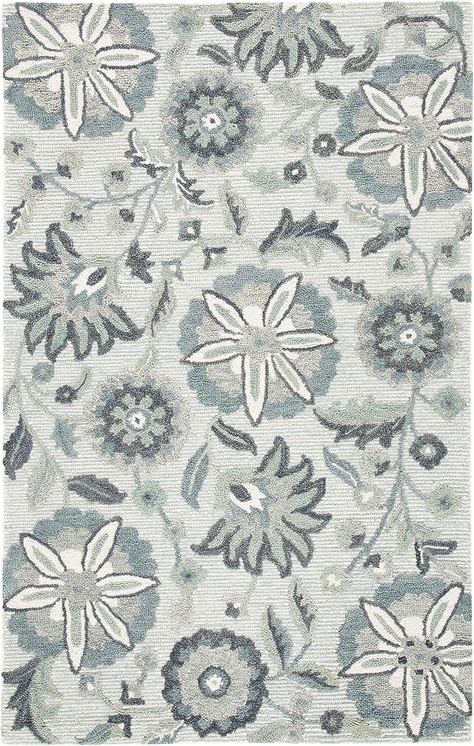 Blossom BLM175 Hand Tufted Area Rug - Ivory/Blue - 8'x10' - Safavieh.
