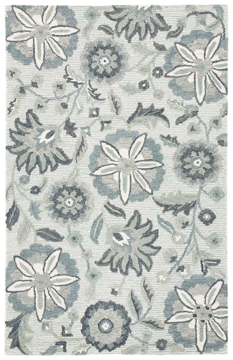 Blossom BLM175 Hand Tufted Area Rug - Ivory/Blue - 8'x10' - Safavieh.