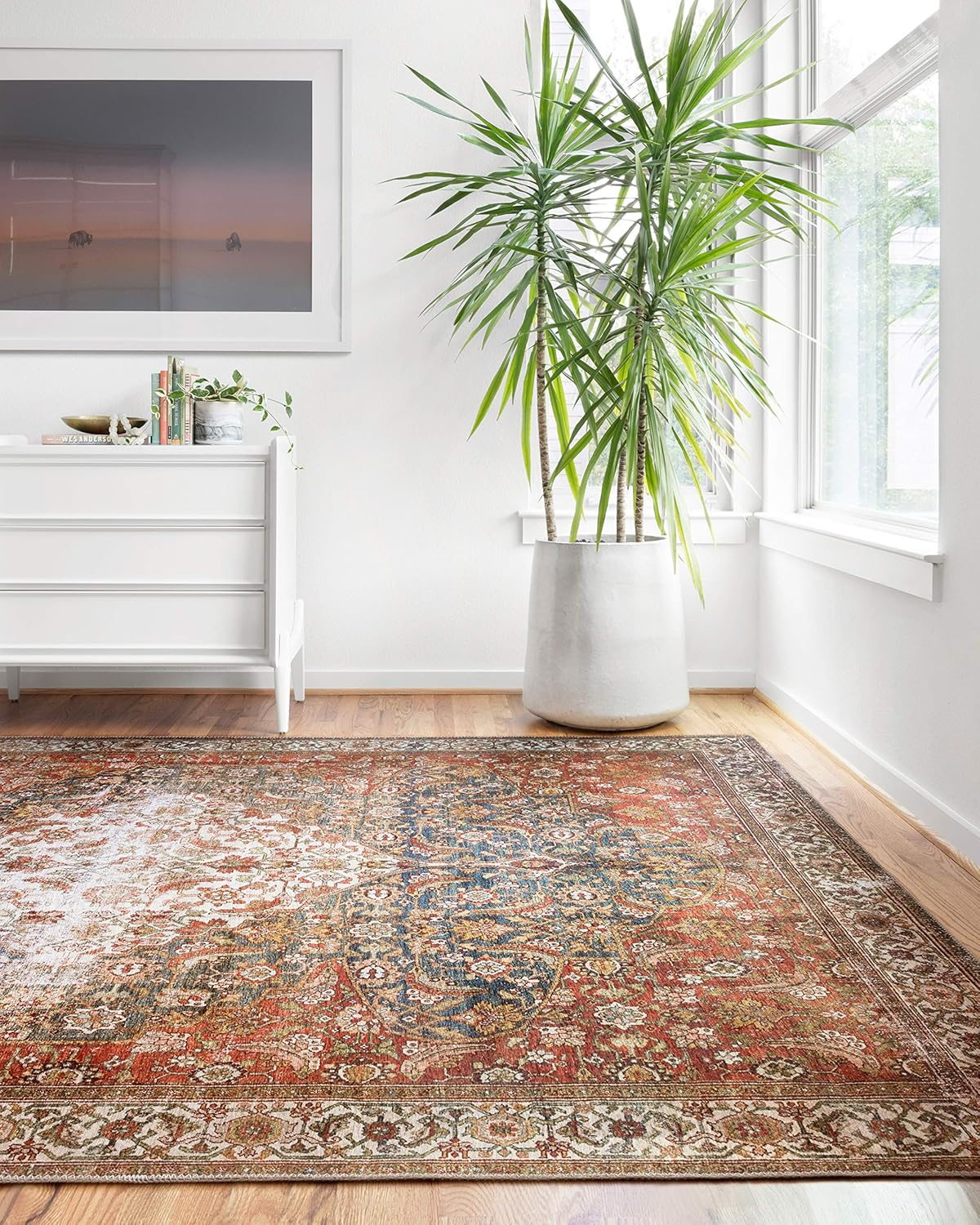 Layla Ocean Multicolor Synthetic Rectangular Accent Rug