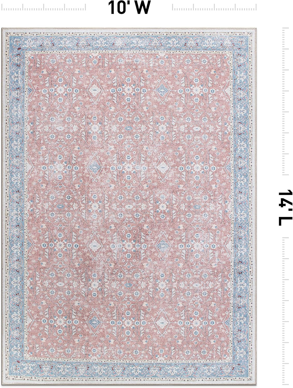 Rugshop Transitional Bordered Floral Stain Resistant Flat Weave Eco Friendly Premium Recycled Machine Washable Area Rug 3'3"x5' Rust