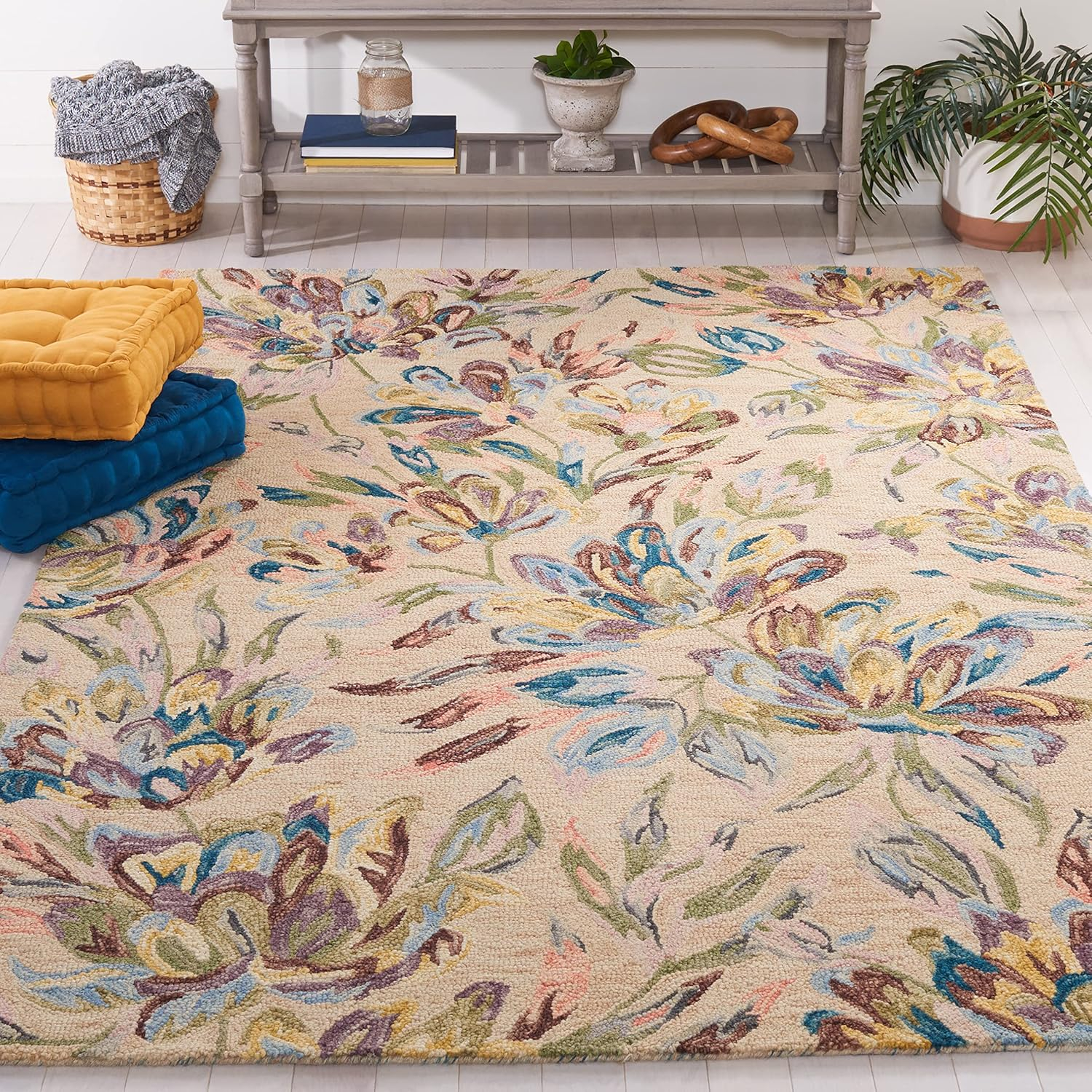SAFAVIEH Blossom Tobias Floral Area Rug, Purple/Sage, 5' x 8'