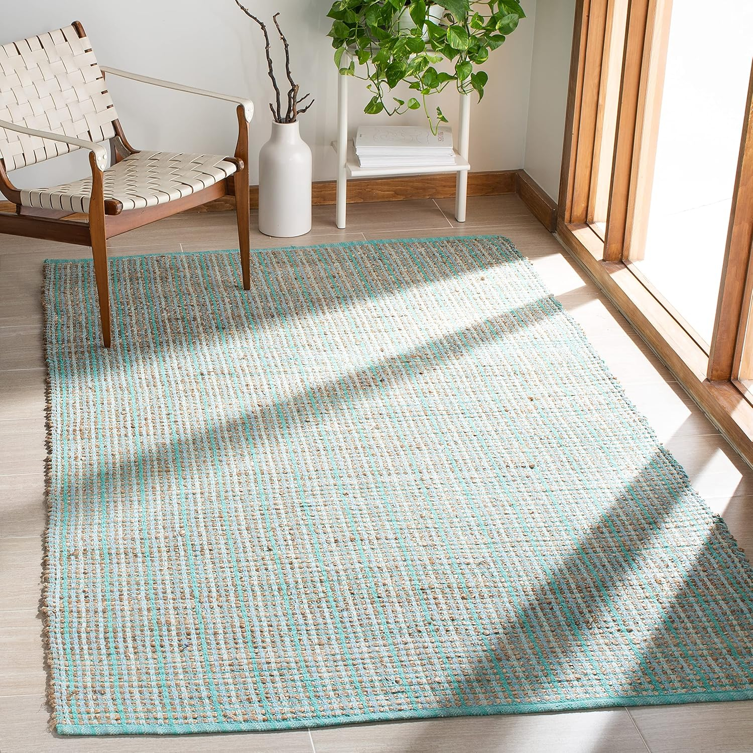 SAFAVIEH Cape Cod Ivana Braided Striped Area Rug, 8' x 10', Green