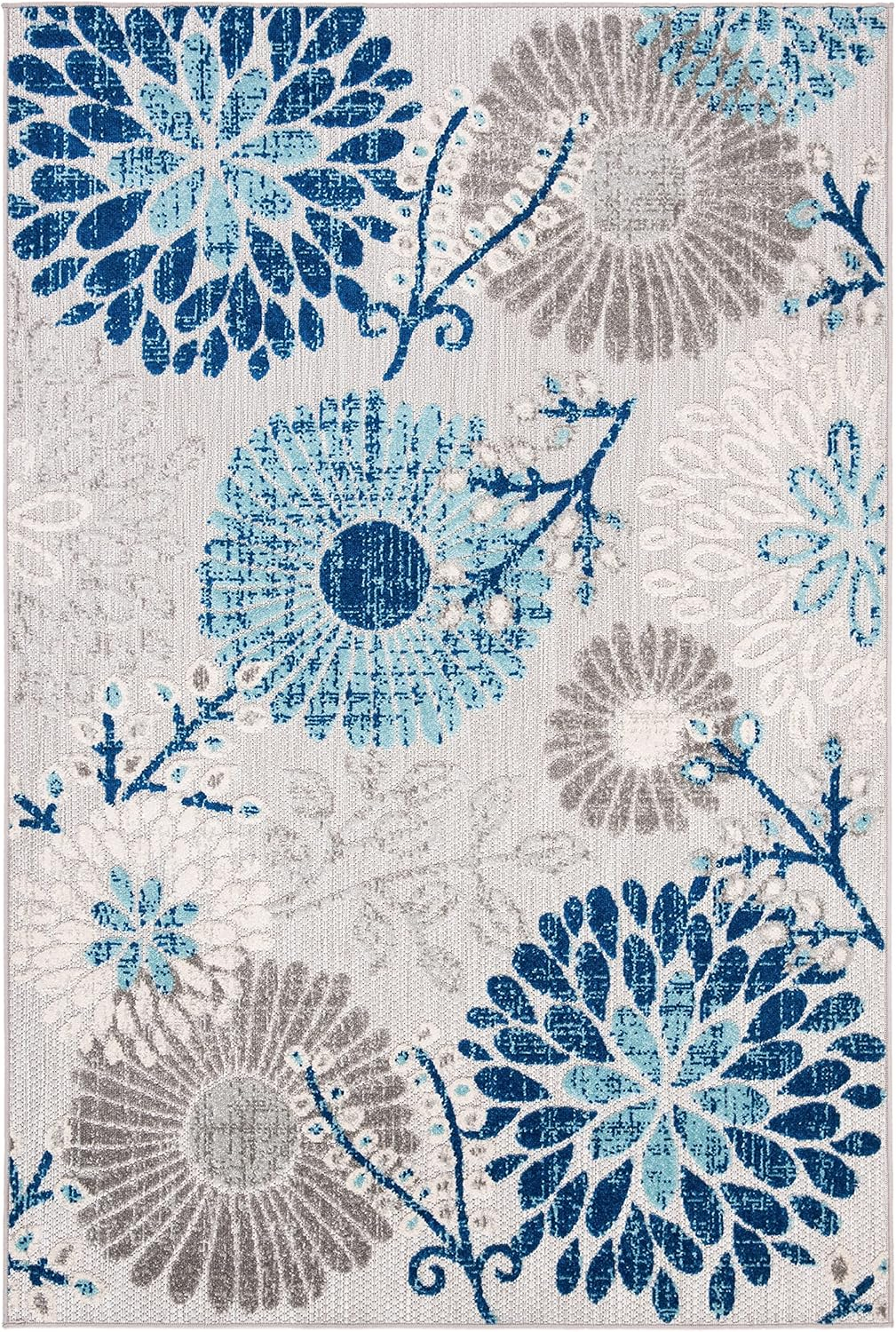 SAFAVIEH Cabana Garnet Floral Indoor/Outdoor Area Rug, Grey/Blue, 10' x 14'