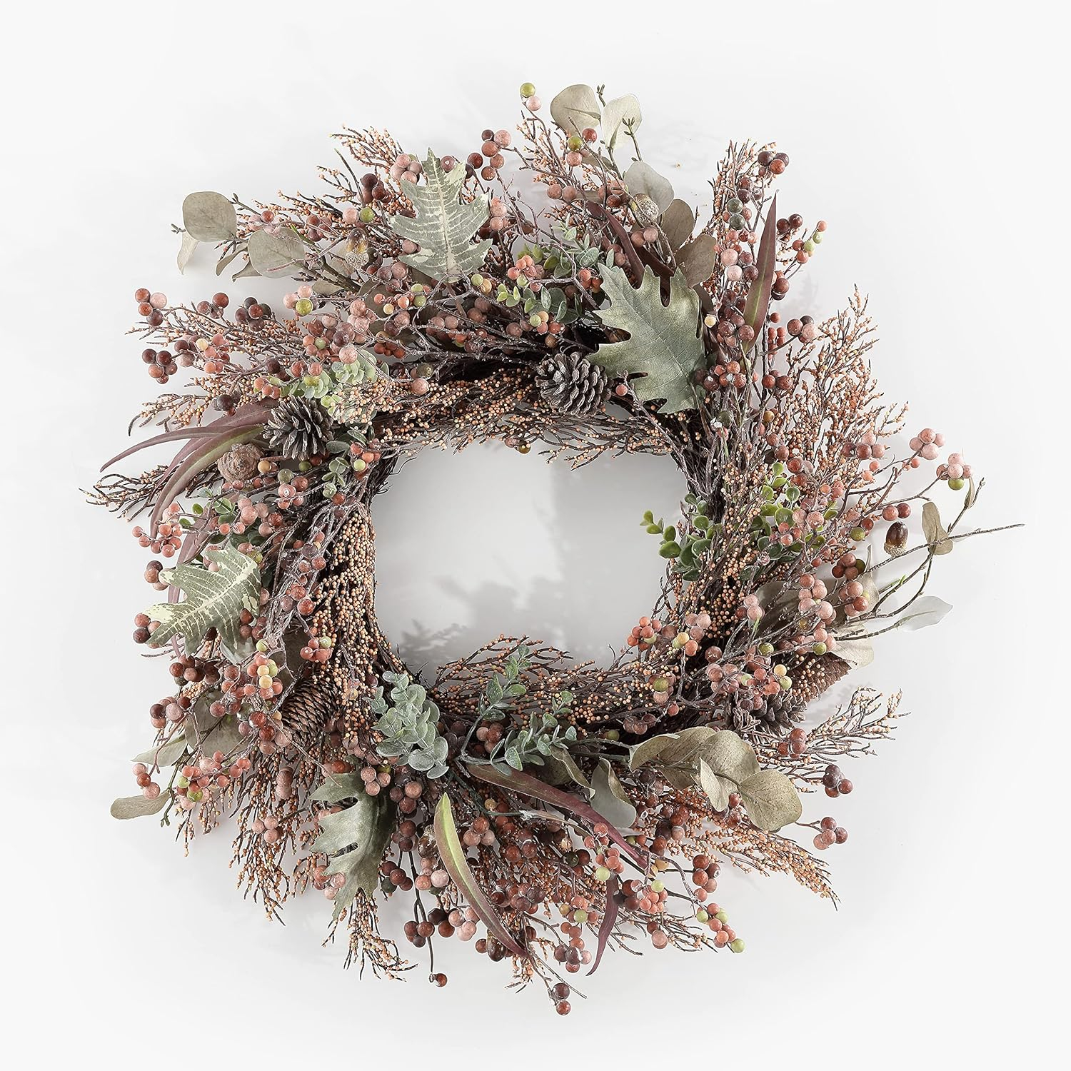 SAFAVIEH Faux 26 Inch Berry & Acorn Wreath, Brown/Green