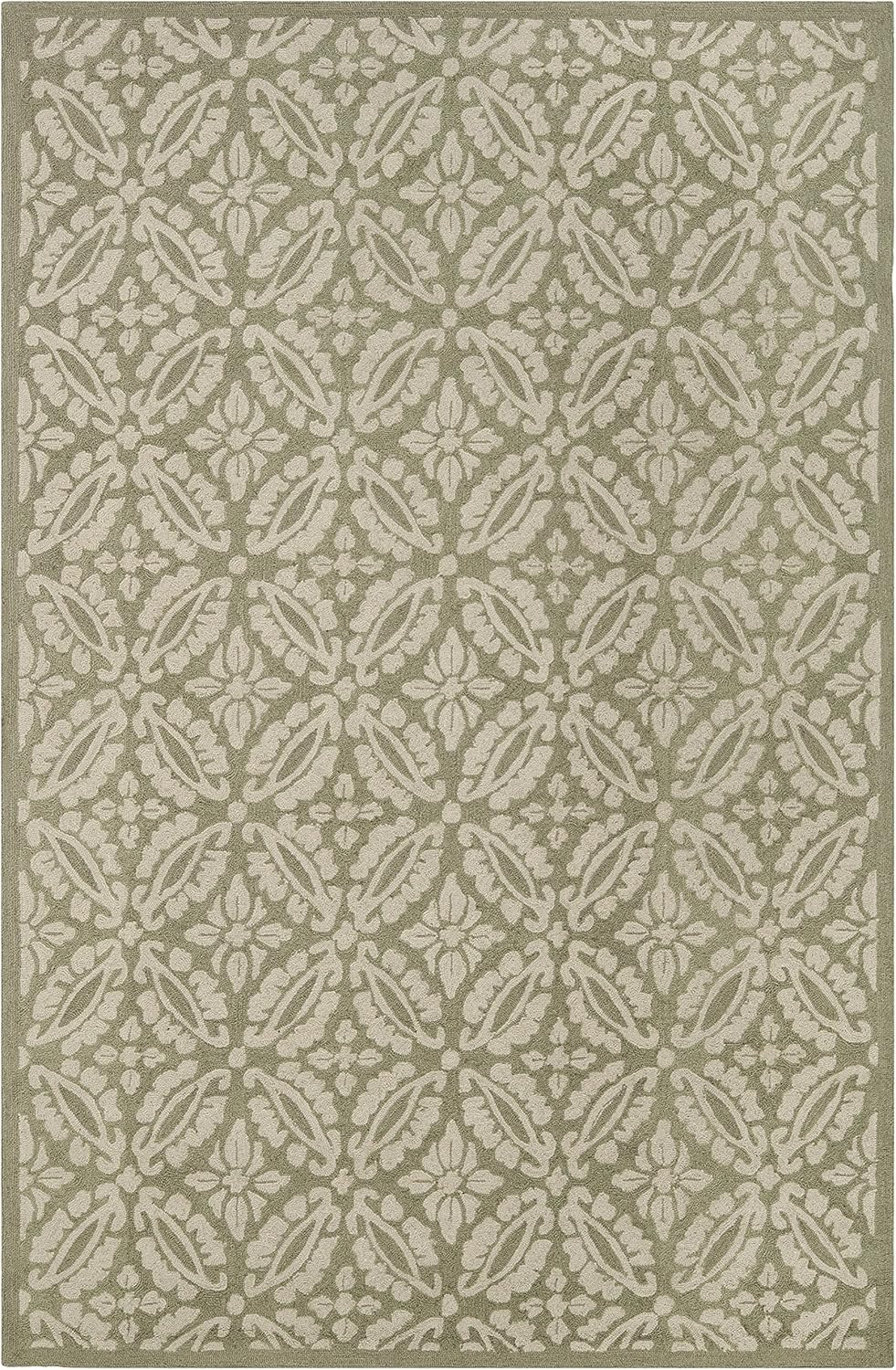 SAFAVIEH Chelsea Margery Geometric Wool Area Rug, Sage, 3'9" x 5'9"