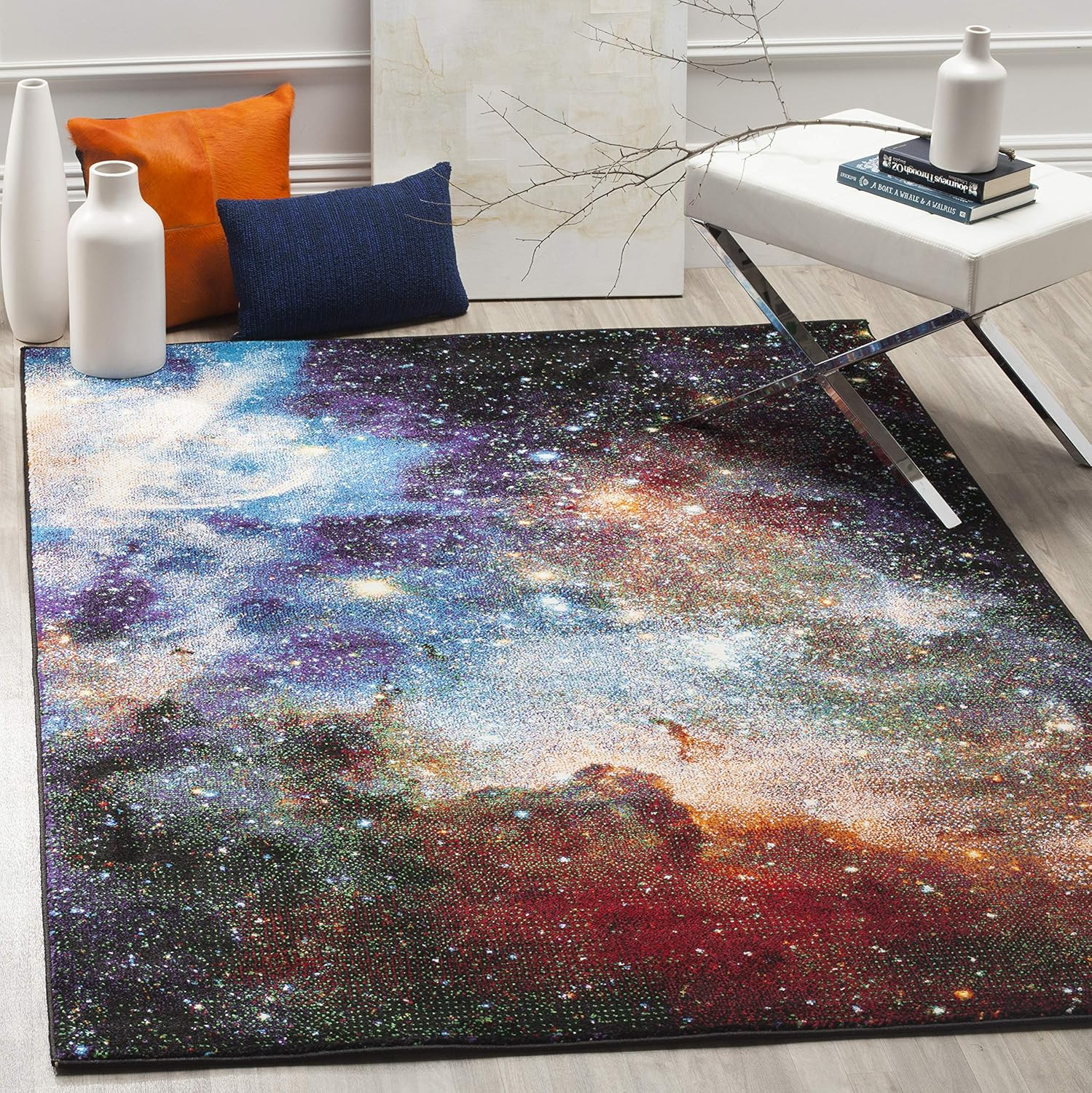 SAFAVIEH Galaxy Kalden Astronomy Area Rug, Purple/Multi, 9' x 12'