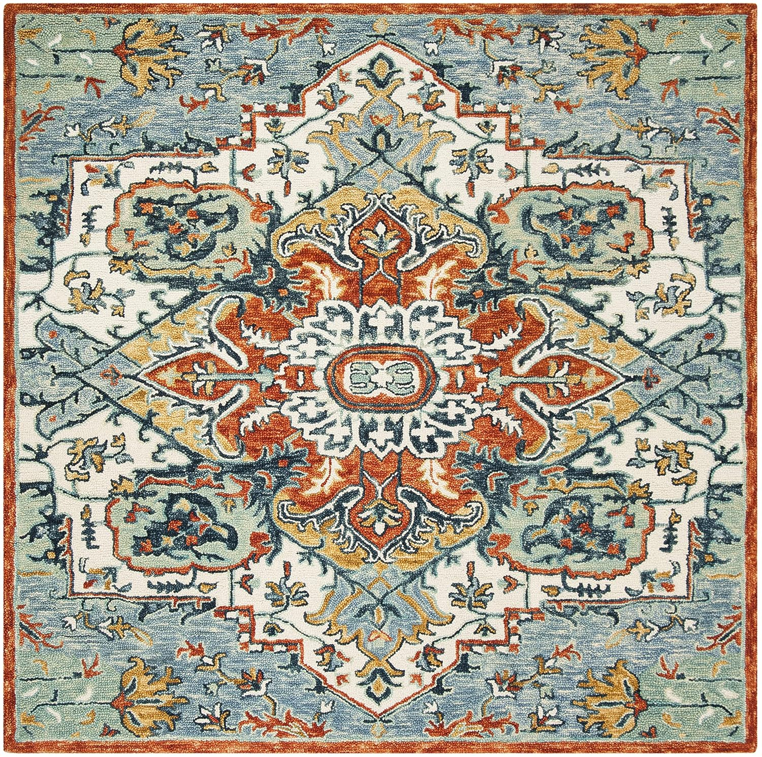 Aspen Blue/Rust 2 ft. x 7 ft. Floral Runner Rug