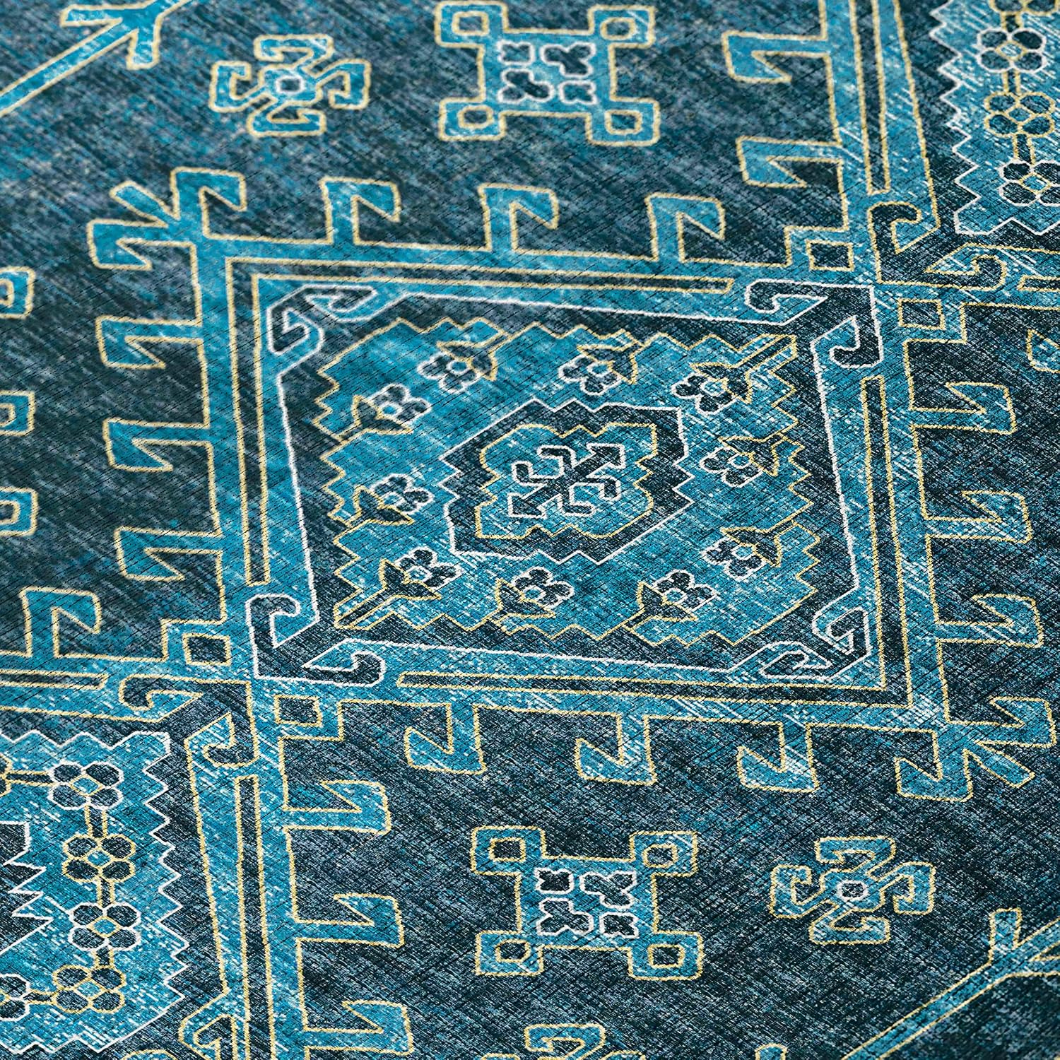 Bravado Indoor/Outdoor Blue Southwest 3' x 5' Non-Skid Area Rug