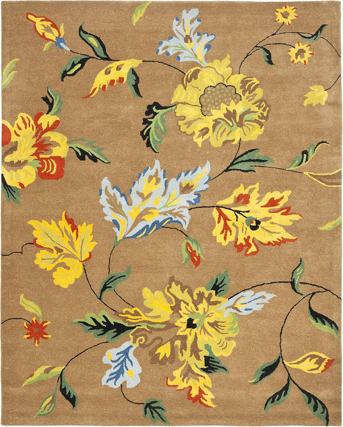 Handmade Brown and Multicolor Wool Viscose Area Rug