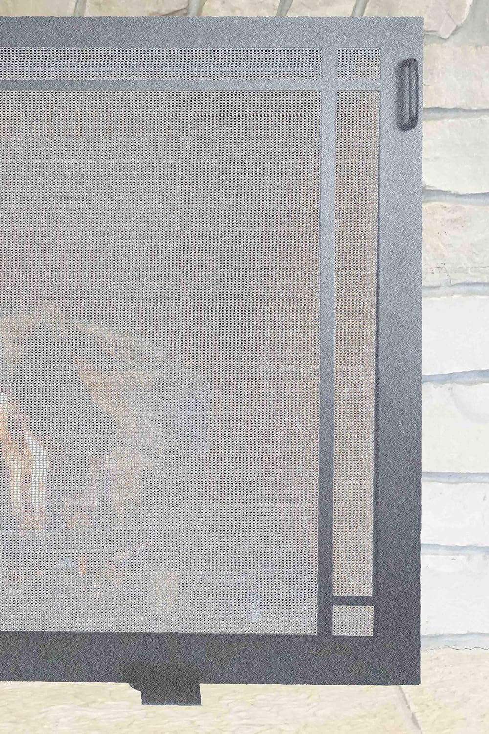Dark Pewter Steel Craftsman Fireplace Screen with Handles
