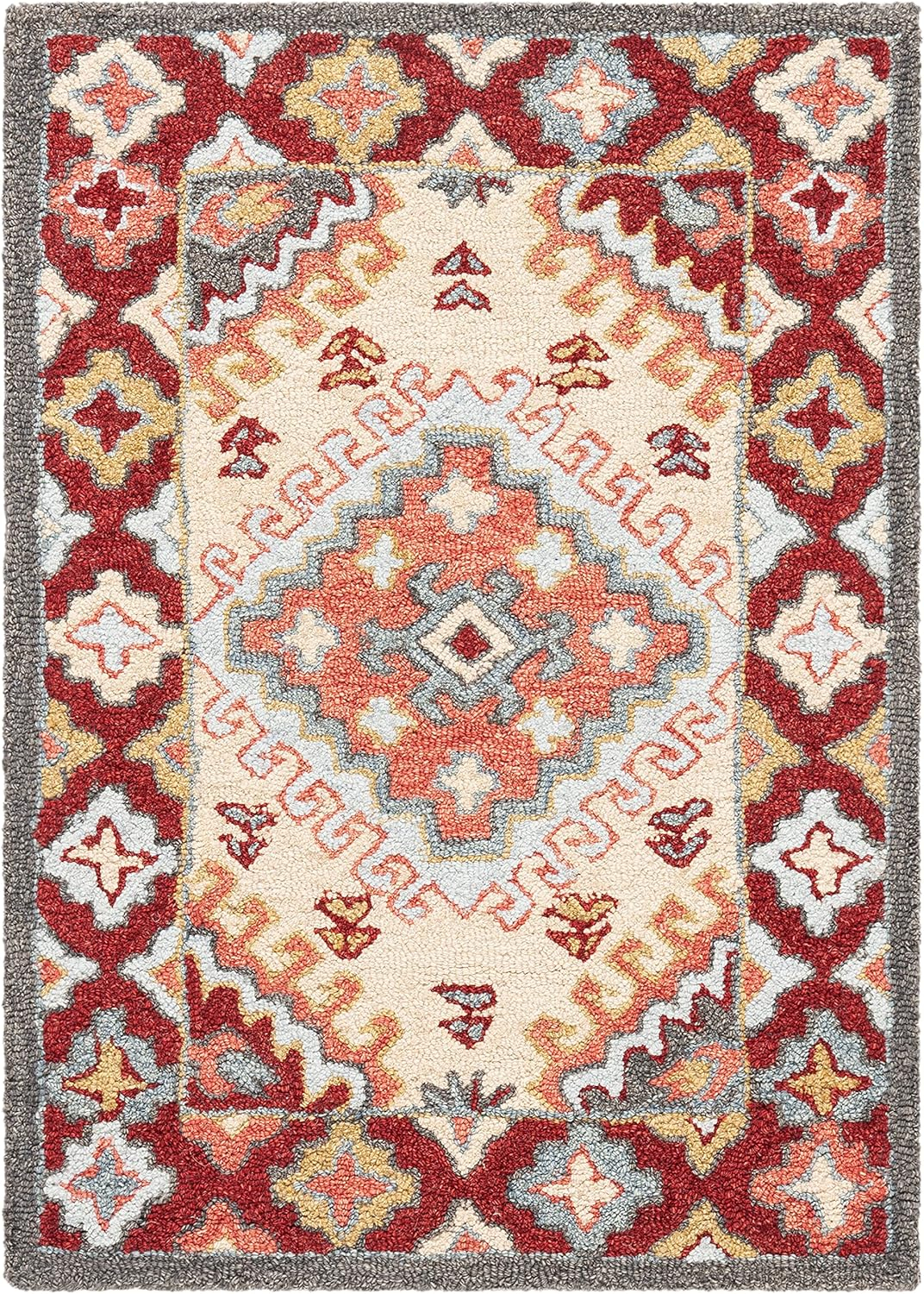 Handmade Red Wool 9' x 12' Tufted Rectangular Rug