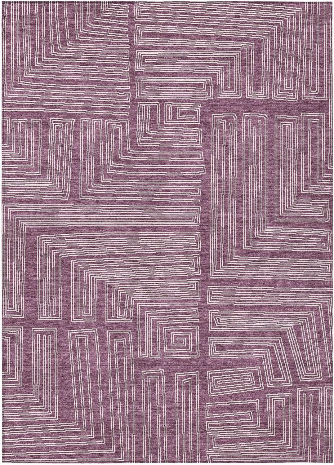 Addison Rugs Chantille Indoor/Outdoor Transitional Geometric, Abstract Eggplant Washable Rectangle Rug, 2'6" x 3'10"