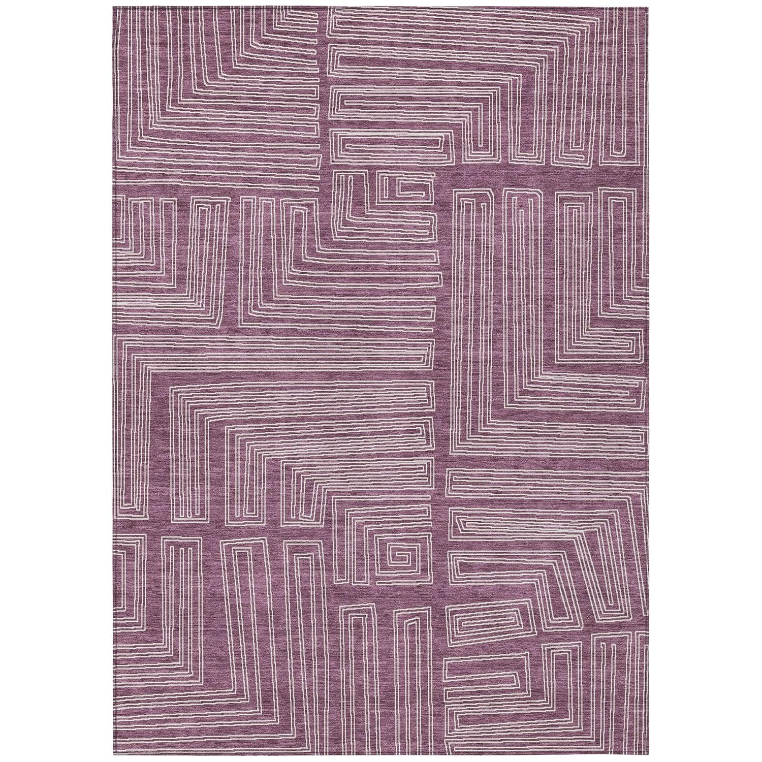 Addison Rugs Chantille Indoor/Outdoor Transitional Geometric, Abstract Eggplant Washable Rectangle Rug, 2'6" x 3'10"