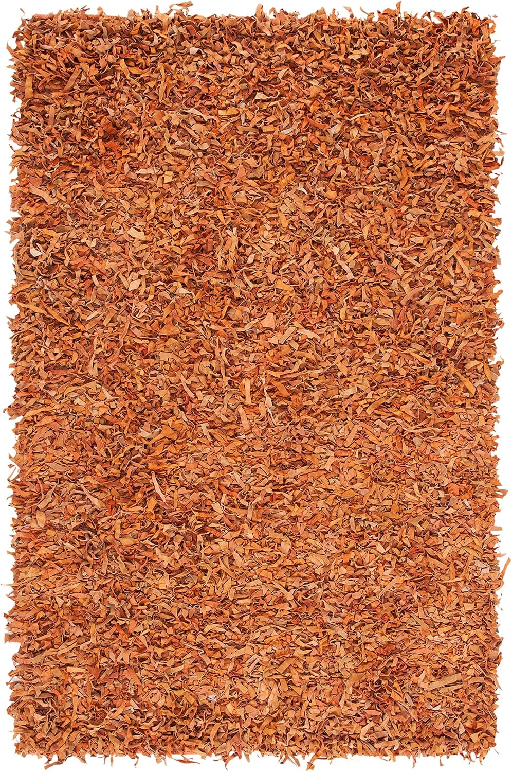 SAFAVIEH Leather Shag Dimitri Solid Area Rug, Saddle, 3' x 5'