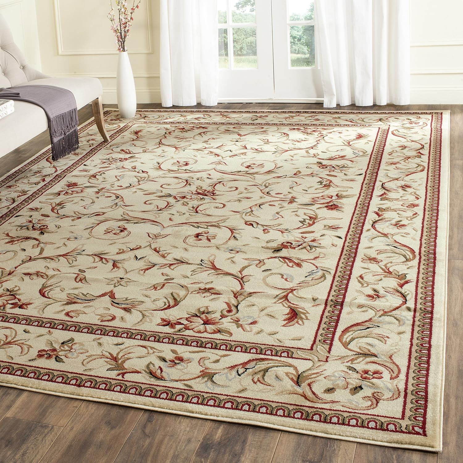SAFAVIEH Lyndhurst Beatrix Floral Bordered Area Rug, Ivory, 12' x 18'