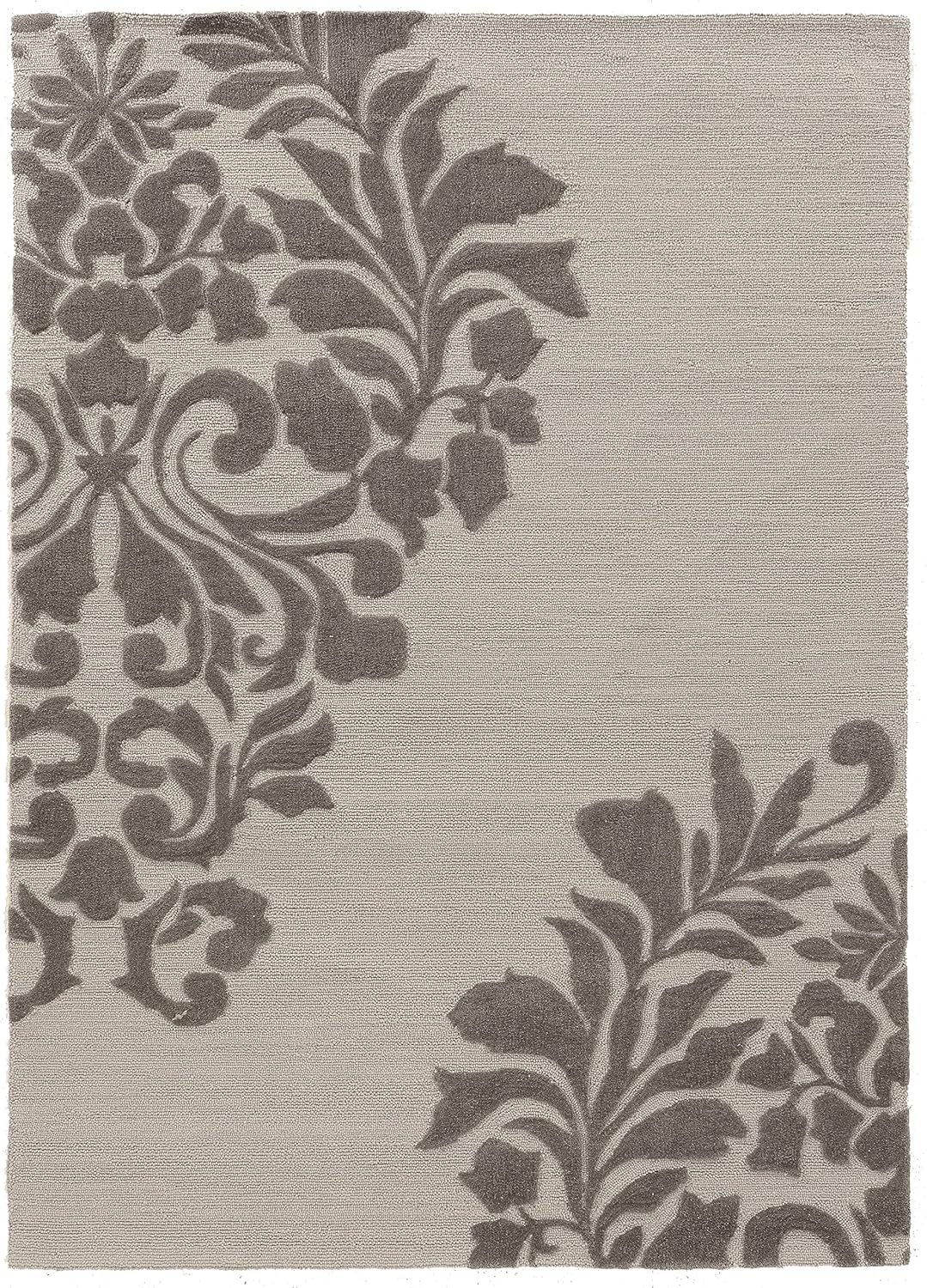 Linon Trio Medallion Hand Tufted Polyester 5'x7' Rug in Gray