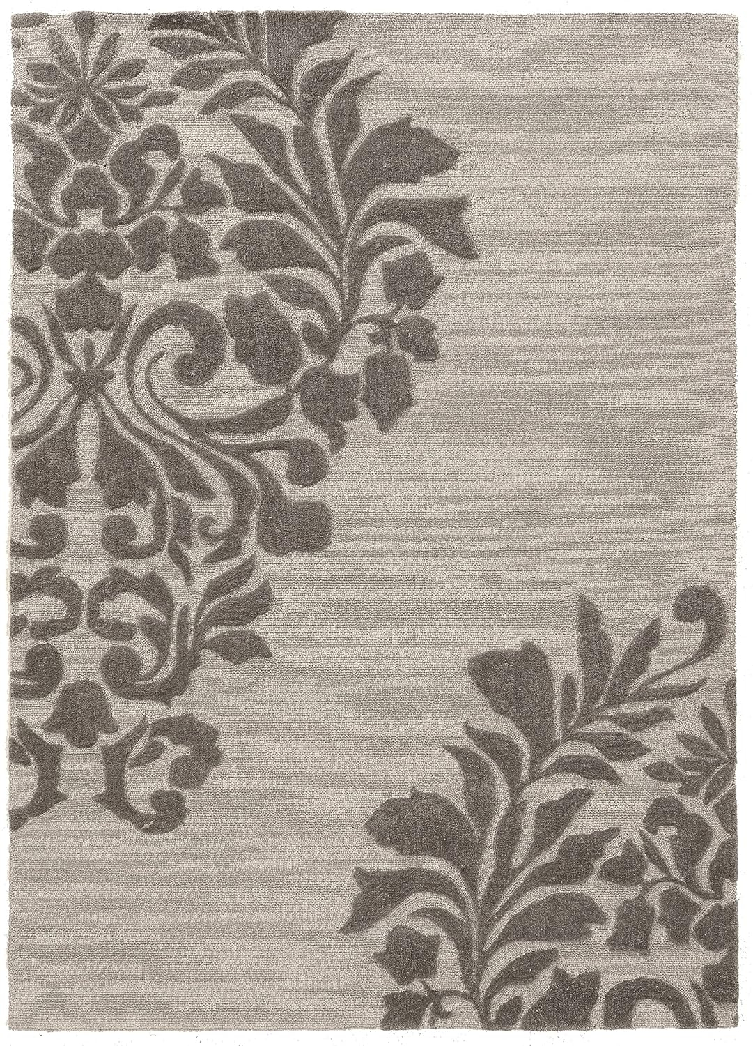 Linon Trio Medallion Hand Tufted Polyester 5'x7' Rug in Gray