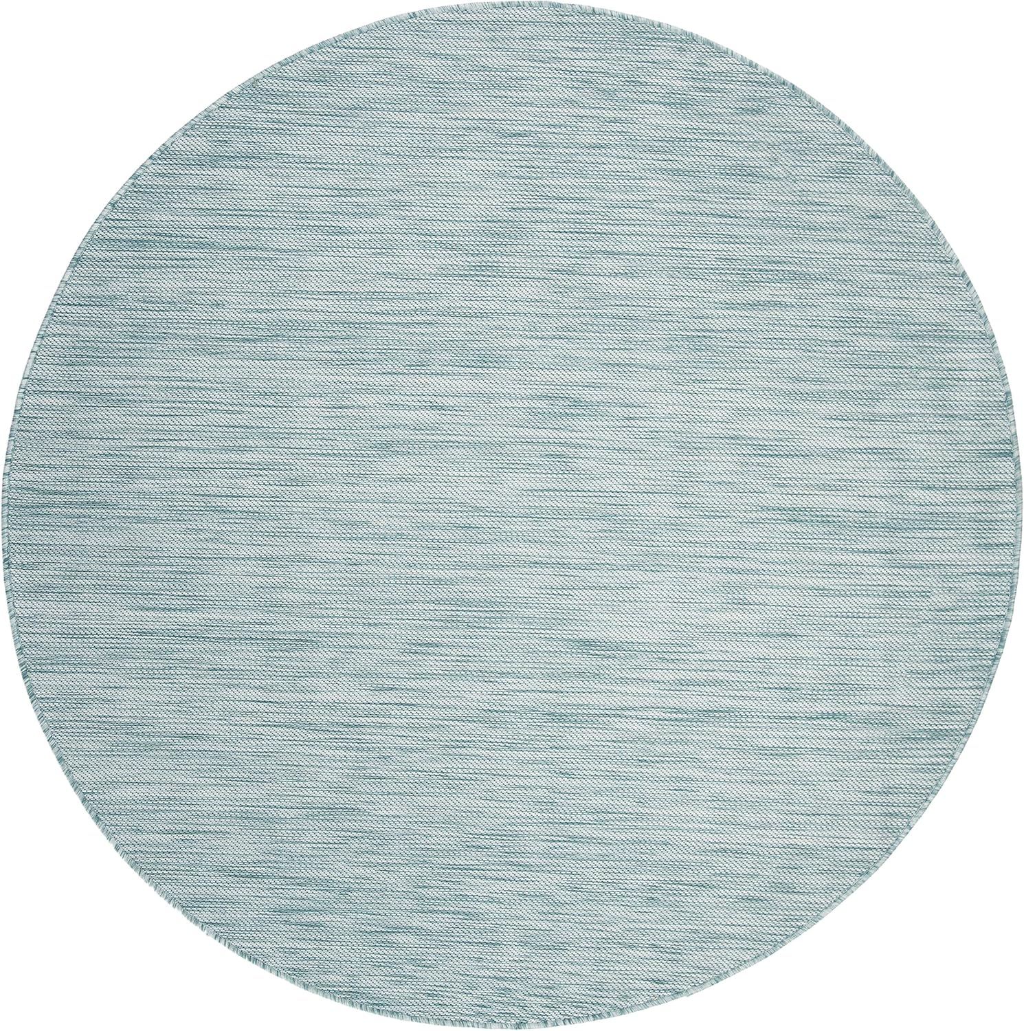 SAFAVIEH Beach House Tayler Solid Indoor/Outdoor Area Rug, Aqua, 5'3" x 5'3" Round