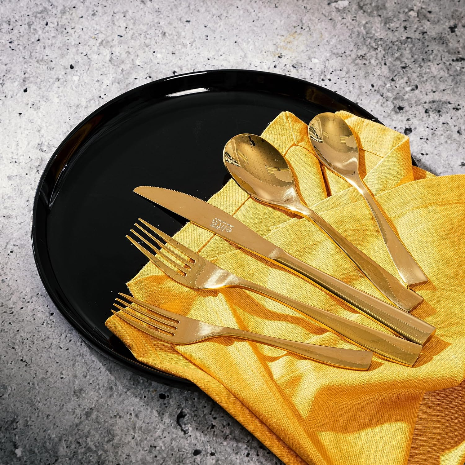 Gibson Elite Holland Road 20 Piece Gold Stainless Steel Flatware Set