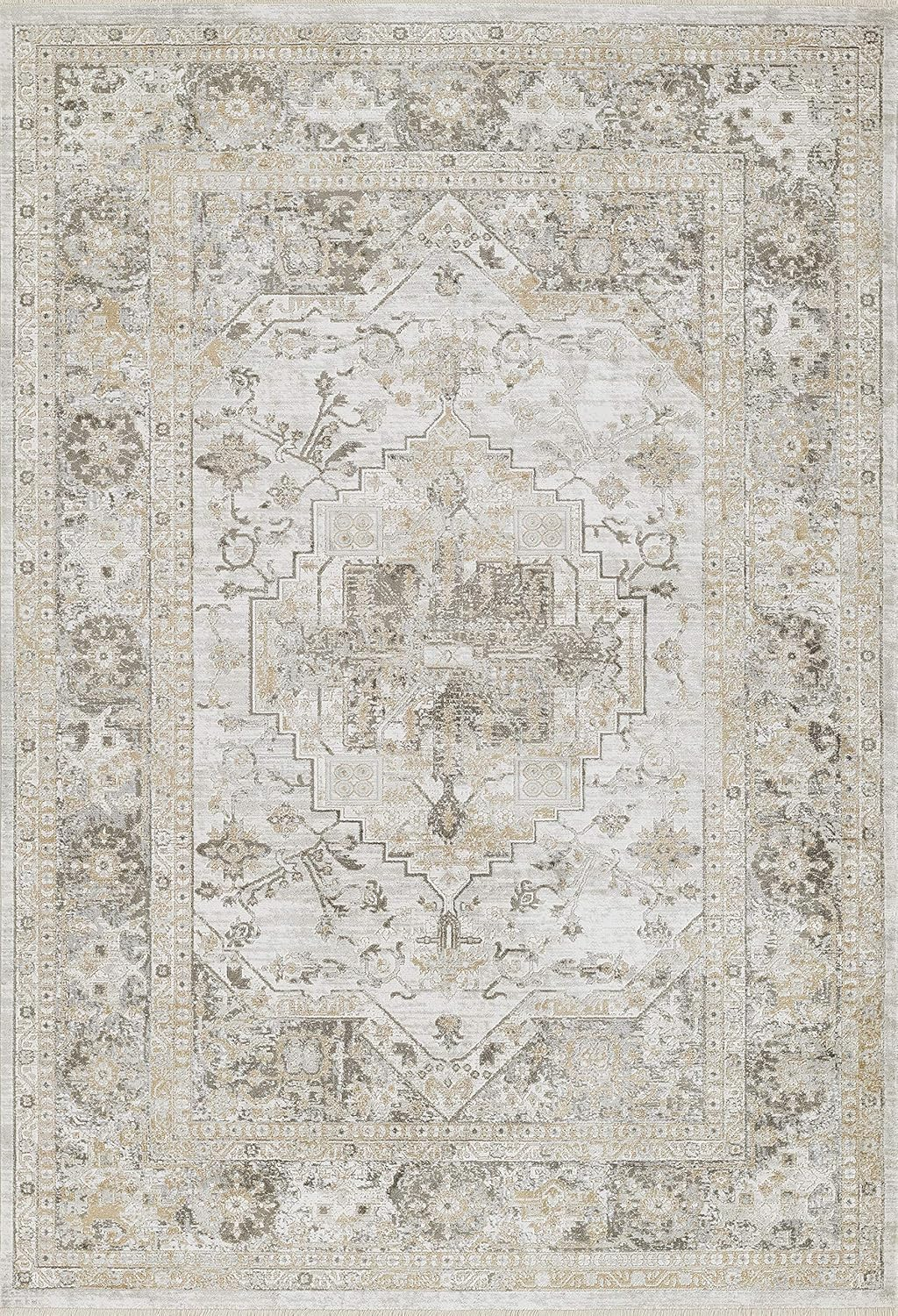 Taupe Rectangular Cotton Viscose Area Rug 47" x 65"