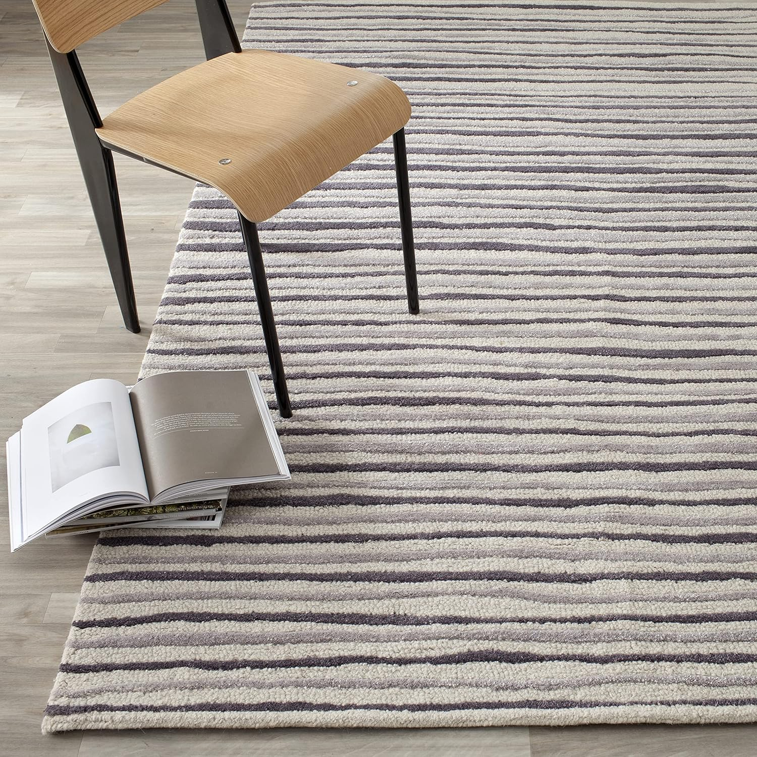 Martha Stewart Hand Drawn Stripe - MSR3619 - Indoor Hand Tufted Area Rugs - Wampum Purple - 2'6"x4'3"